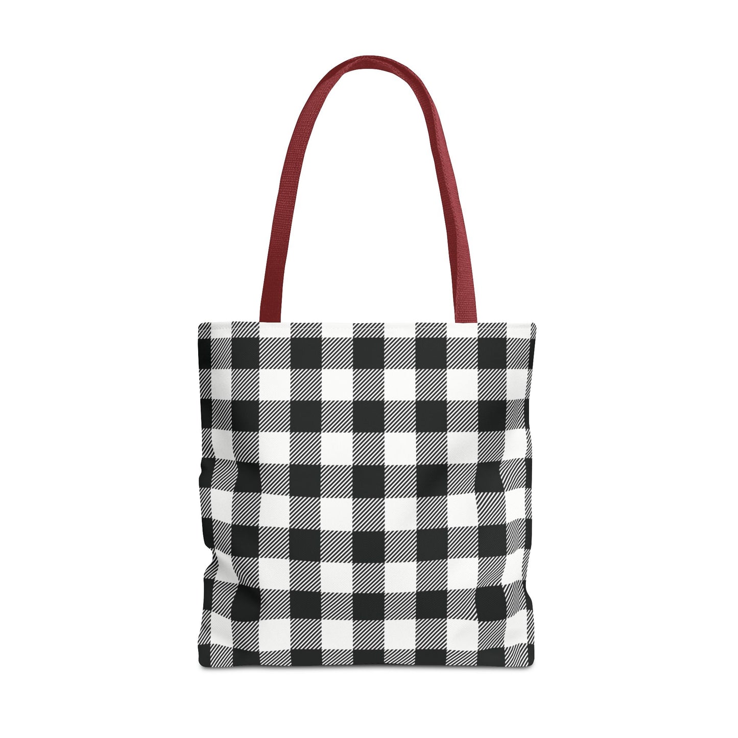 Black White Buffalo Plaid Canvas Tote Bag Personalized Reusable Shopping Bag - Saiko Studio