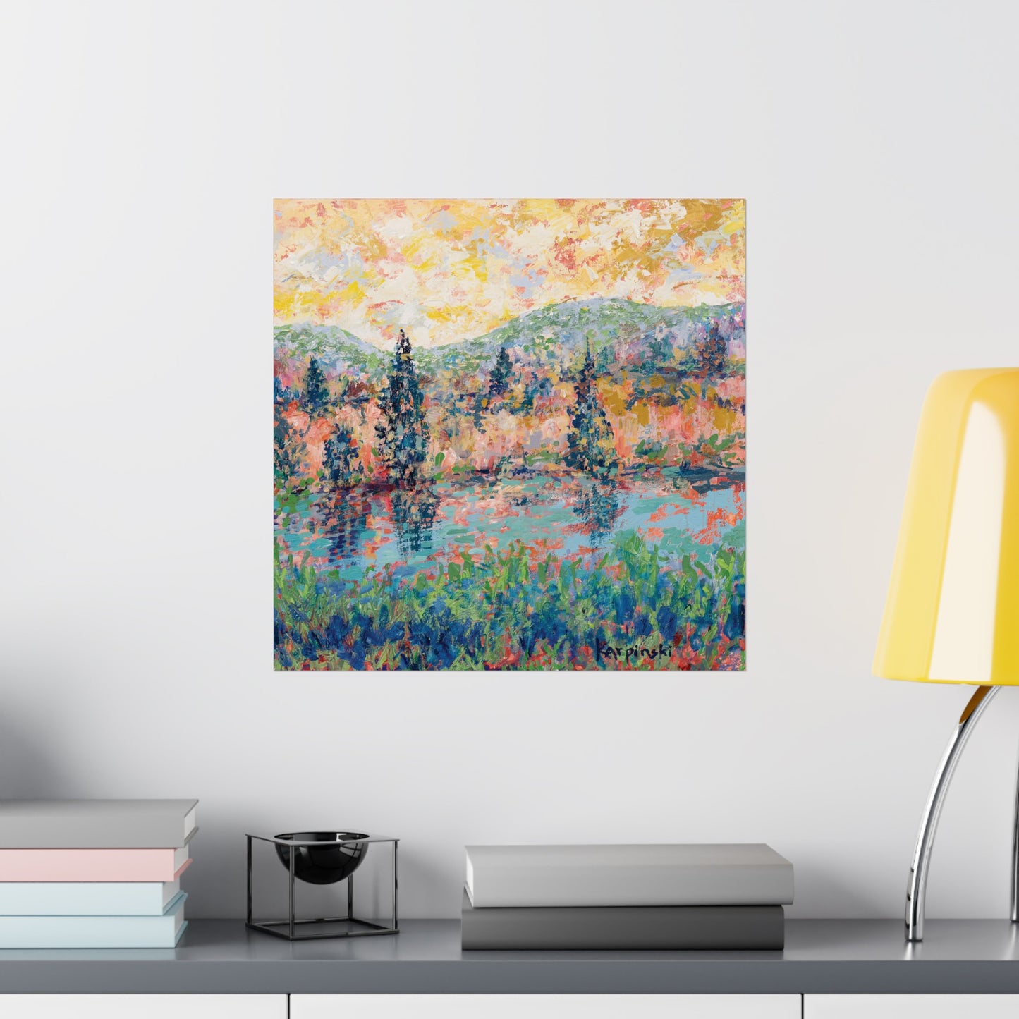 Colorful Landscape Nature Art Poster Print - The River People by Leslie Karpinski