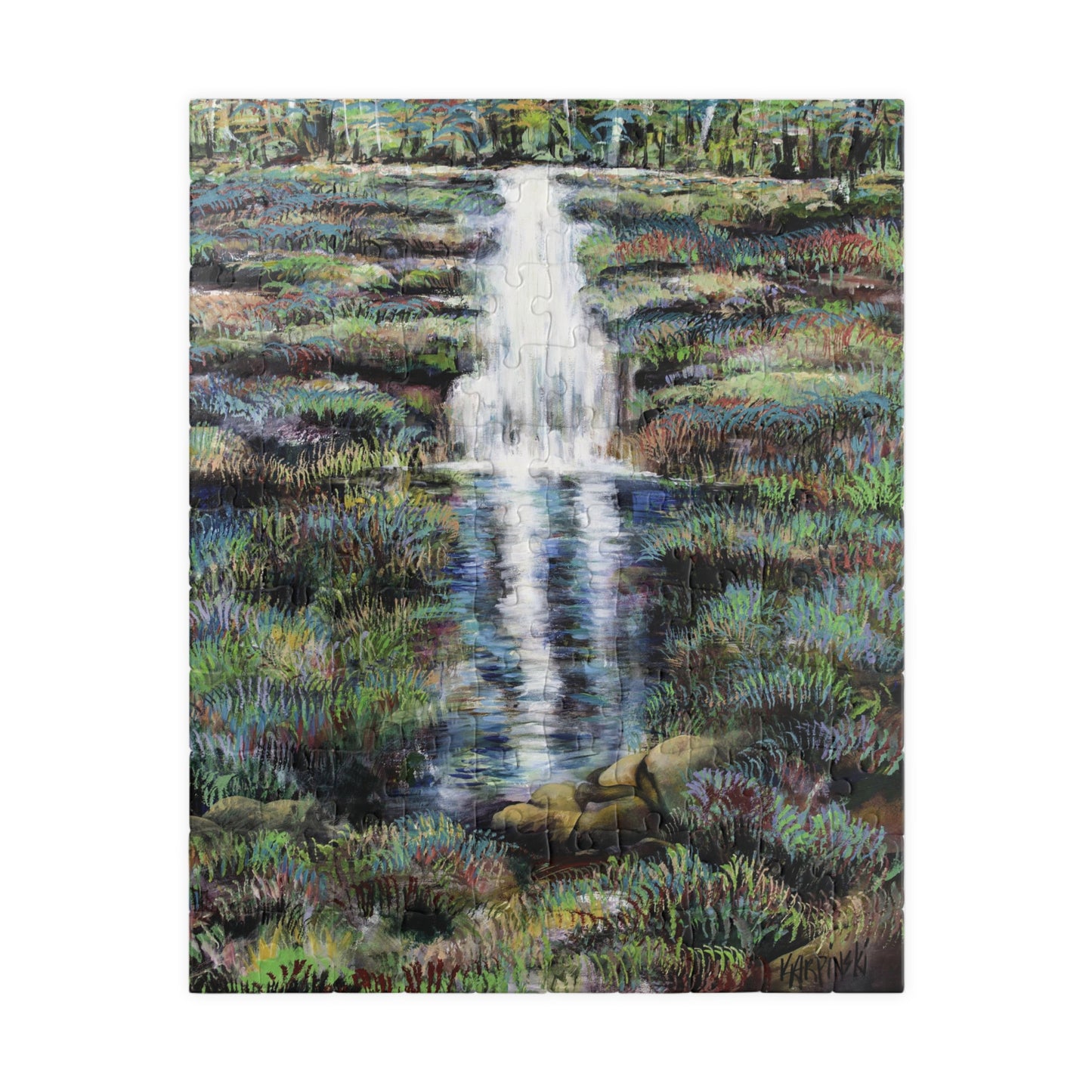 Waterfall Jigsaw Art Nature Scene Adult Puzzles Wood - Leslie Karpinski