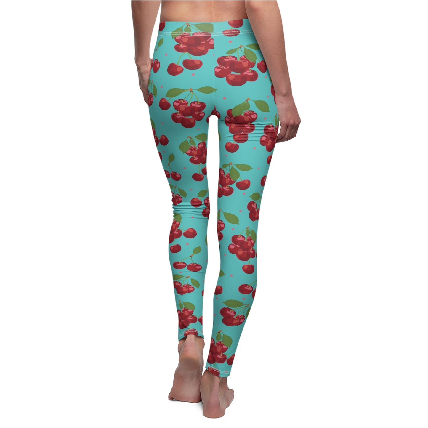 Cherry Print Womens Long Leggings Fruit Stretch Yoga Pants - Saiko Studio