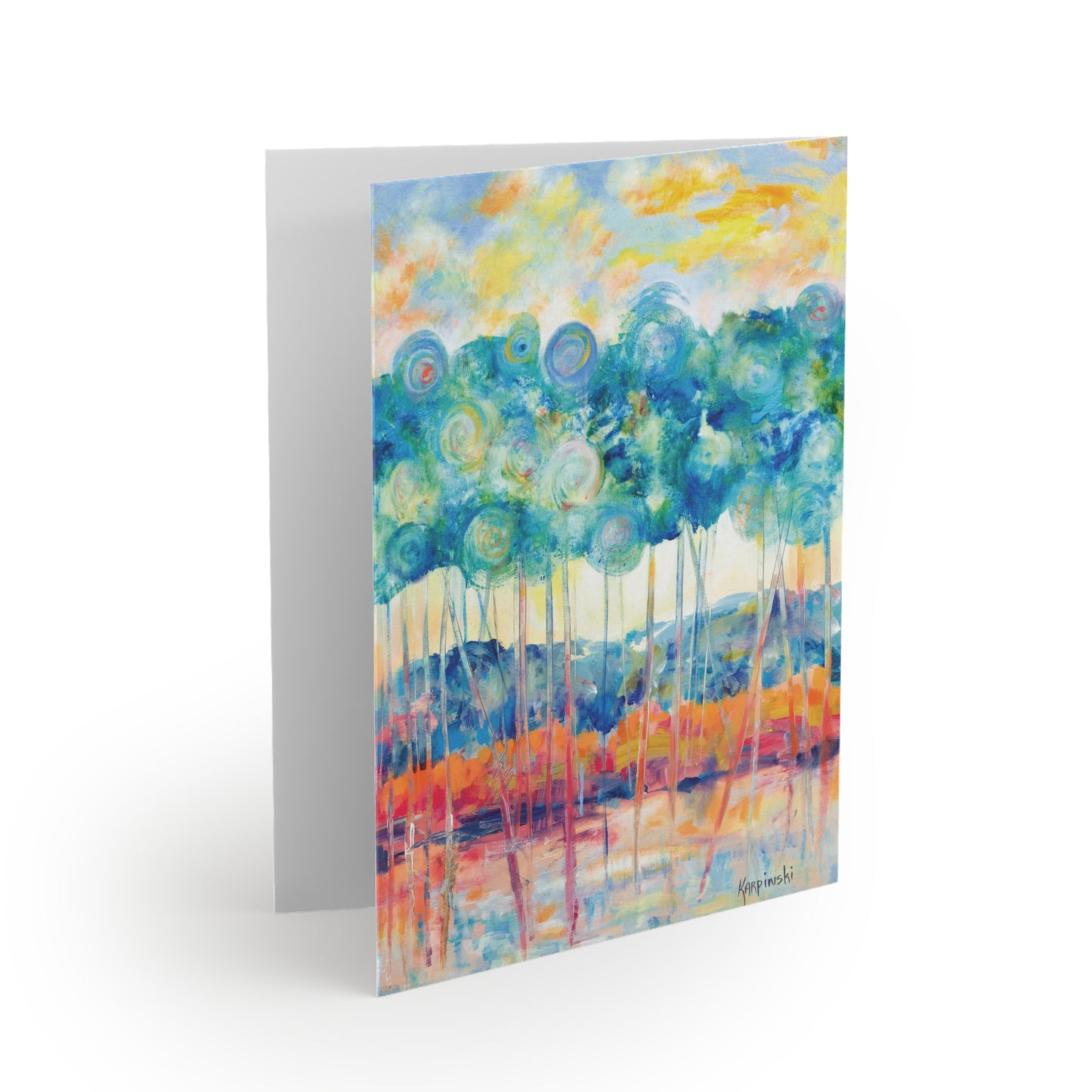 Tree Landscape Art Nature Greeting Card Multi Pack - Canopy At Sunset - Leslie Karpinski