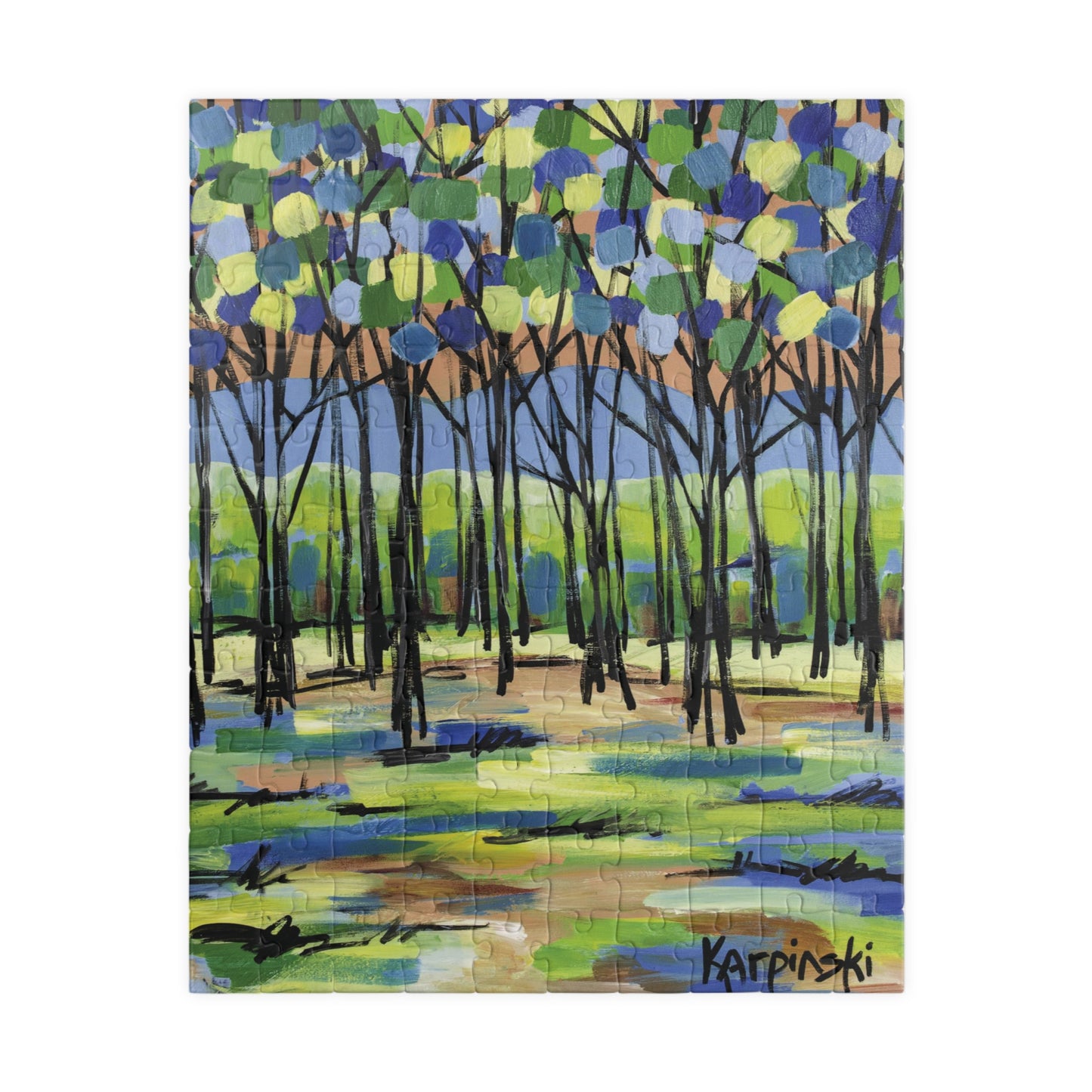 Island Tree Landscape Nature Art Adult Wood Jigsaw Puzzle - By Leslie Karpinski