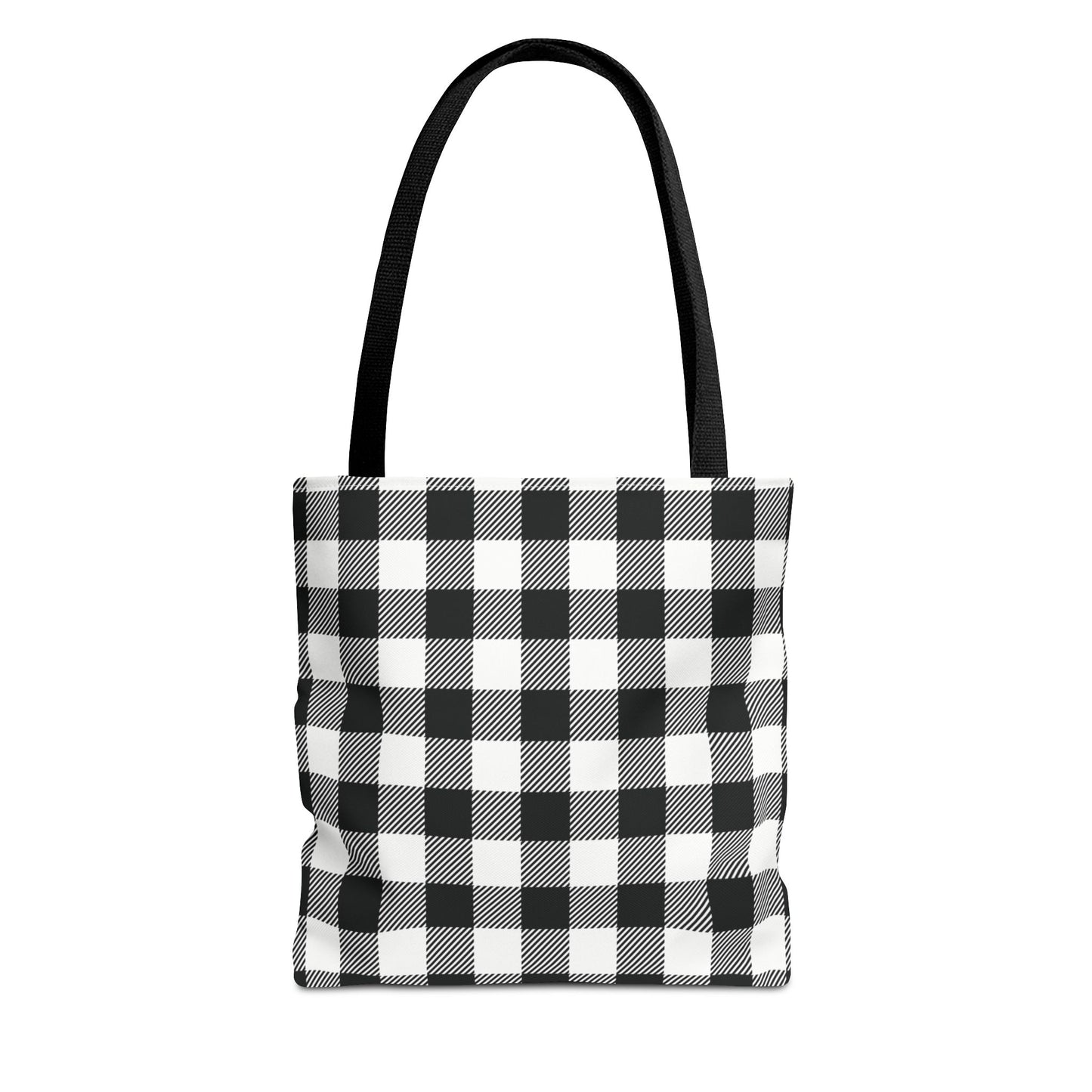 Black White Buffalo Plaid Canvas Tote Bag Personalized Reusable Shopping Bag - Saiko Studio