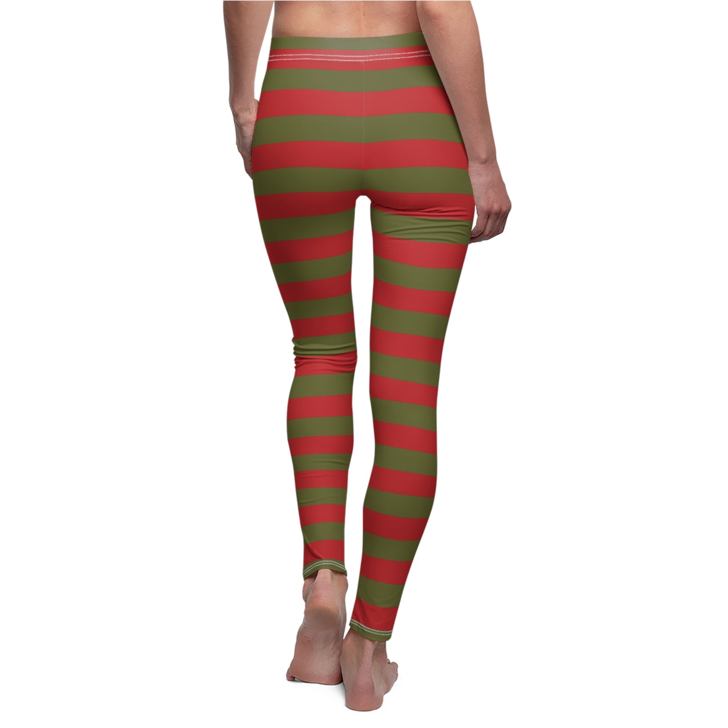 Green Red Striped Freddy Kreuger Womens Leggings Halloween Costume