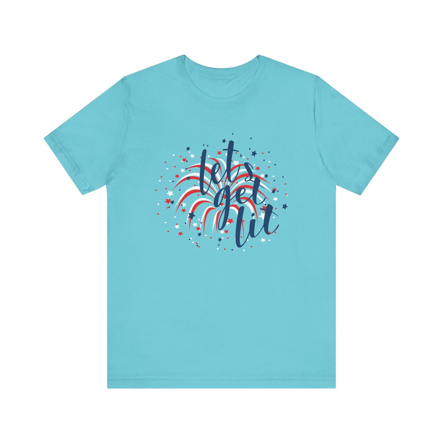 Lets Get Lit Fireworks Womens Tee 4th of July Shirt - Saiko Studio