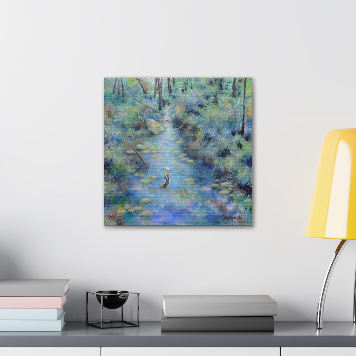 Fishing Nature River Landscape Canvas Art Print - River Wonders by Leslie Karpinski