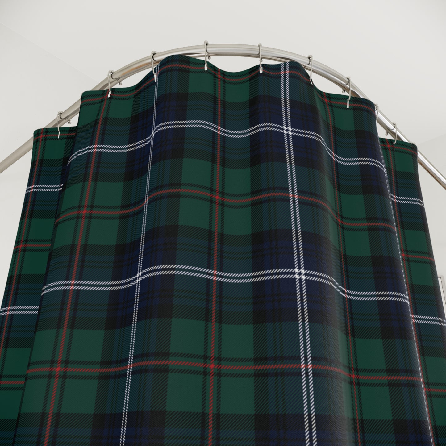 Custom Tartan Plaid Blue Green Shower Curtain - Saiko Studio