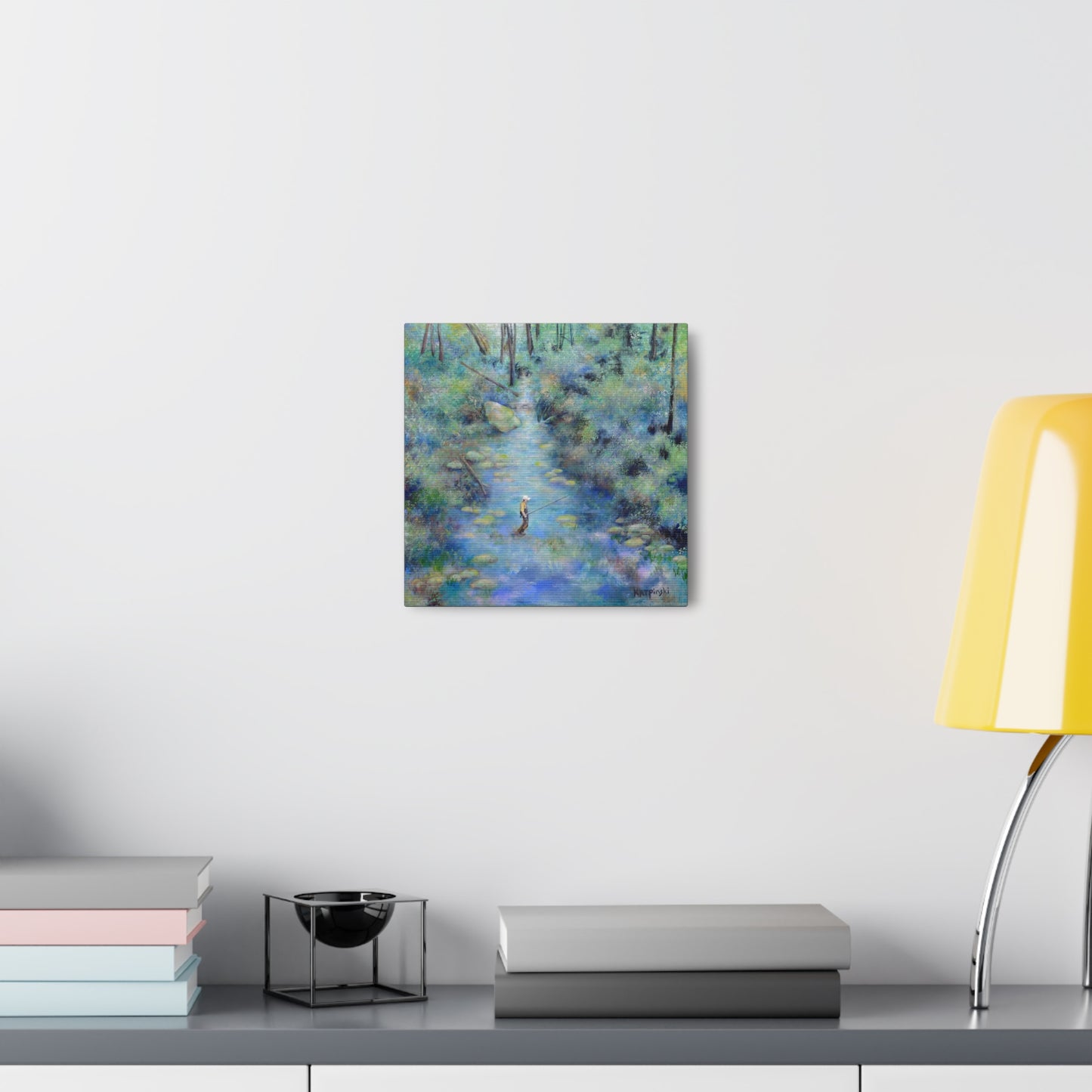 Fishing Nature River Landscape Canvas Art Print - River Wonders by Leslie Karpinski