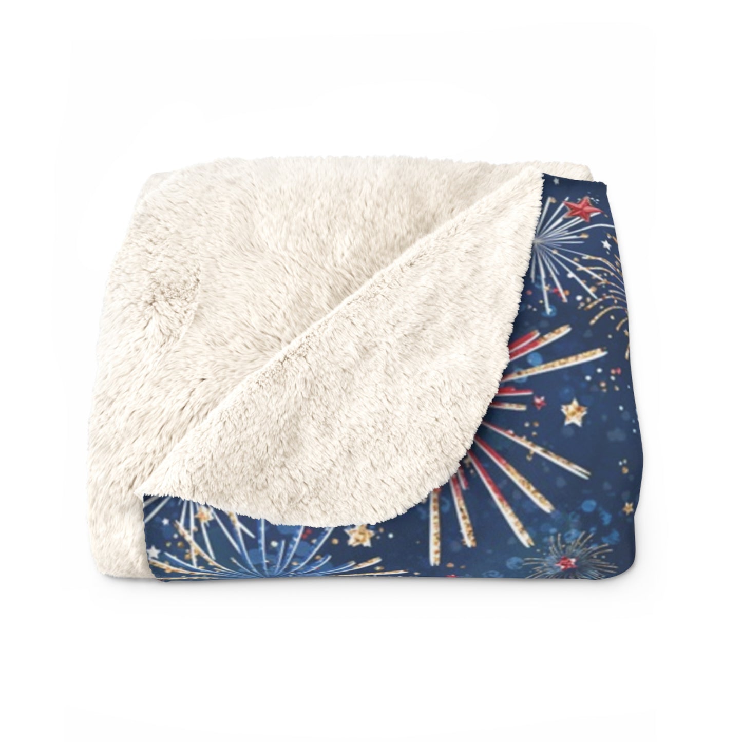 Red White Blue Fireworks 4th of July Sherpa Fleece Blanket - Saiko Studio