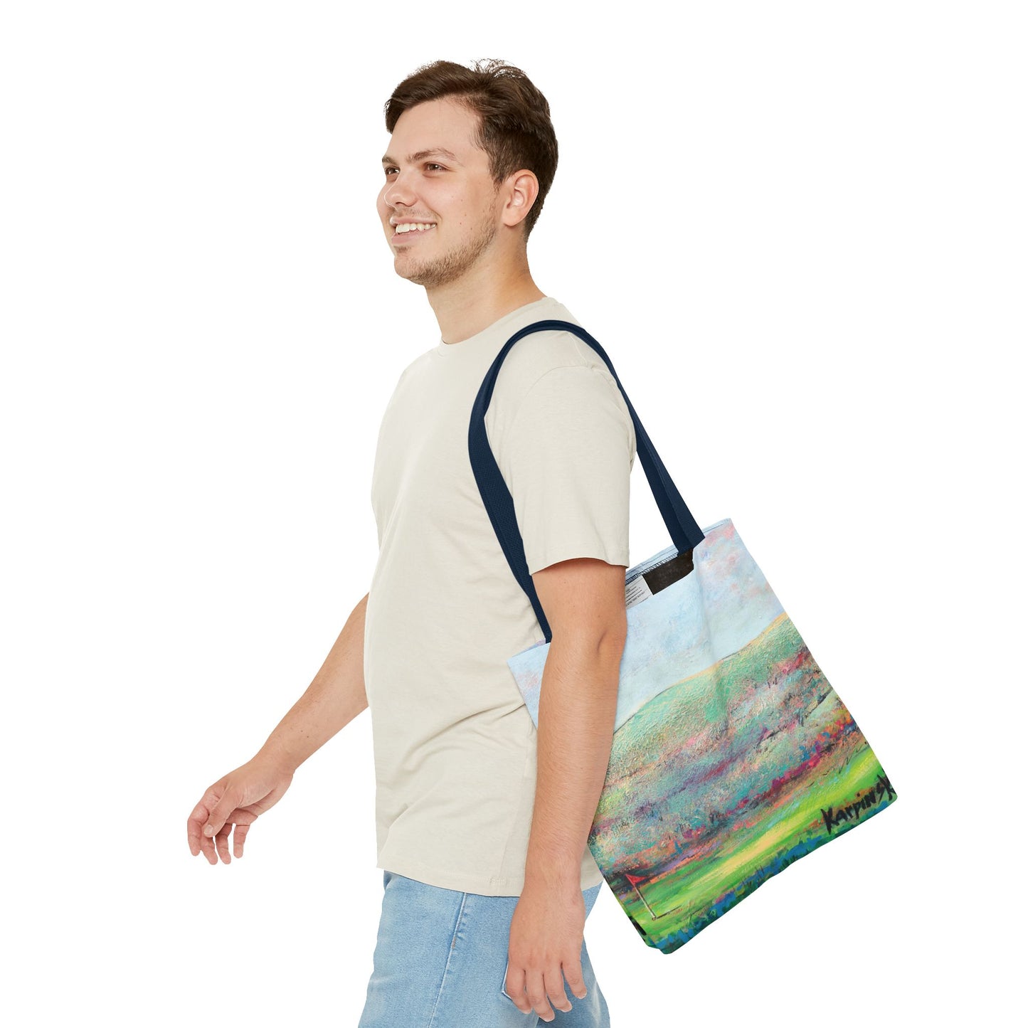 Golf Landscape Canvas Tote Bag - Making the Putt 1 - Leslie Karpinski