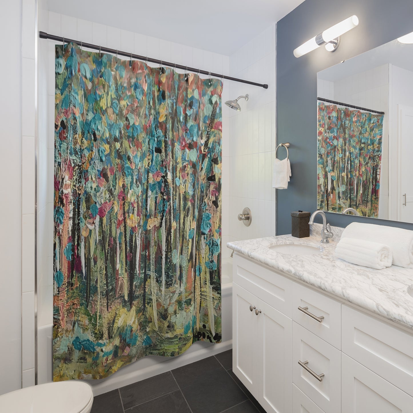 Colorful Landscape Art Work Nature Shower Curtain - Colorful Landscape by Leslie Karpinski