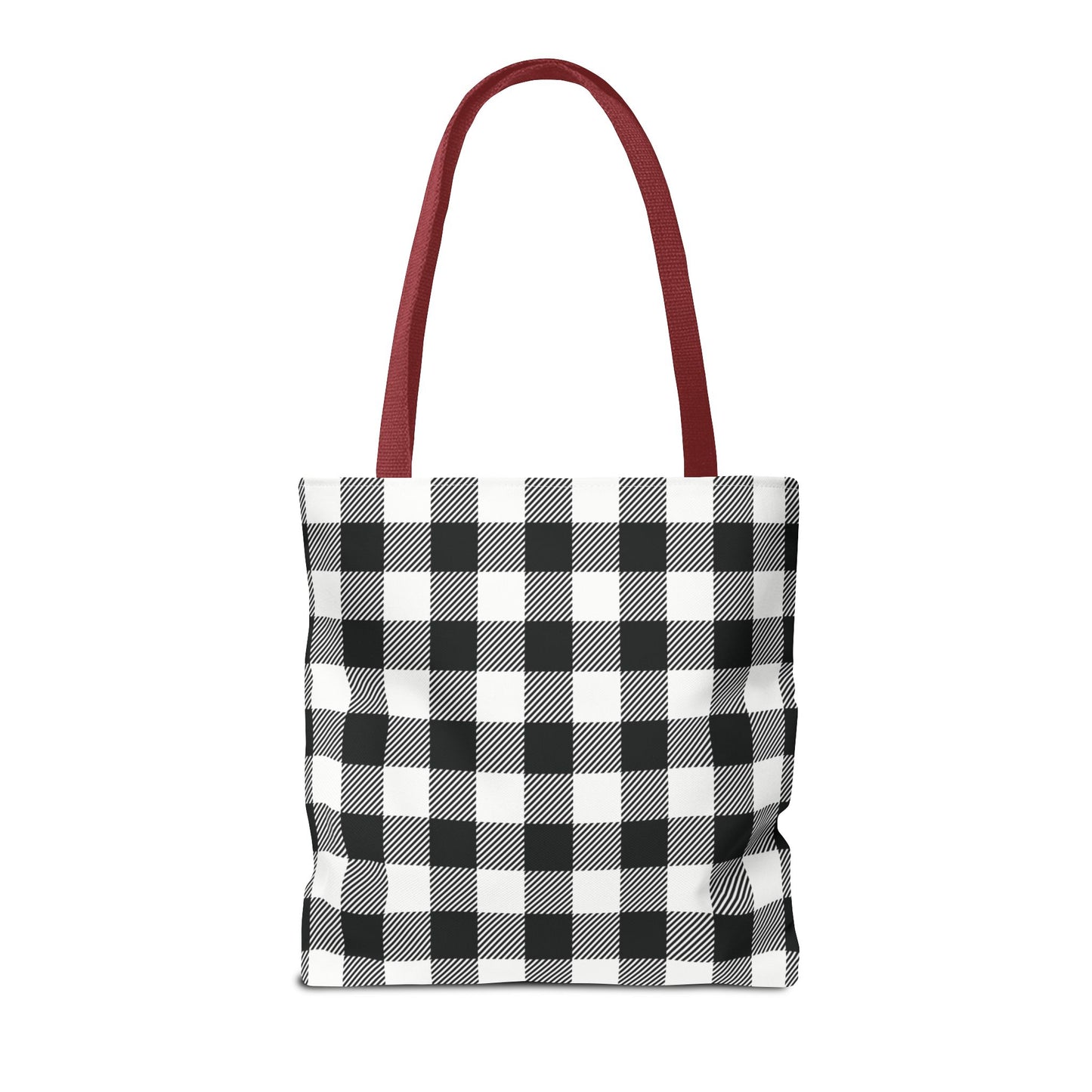 Black White Buffalo Plaid Canvas Tote Bag Personalized Reusable Shopping Bag - Saiko Studio
