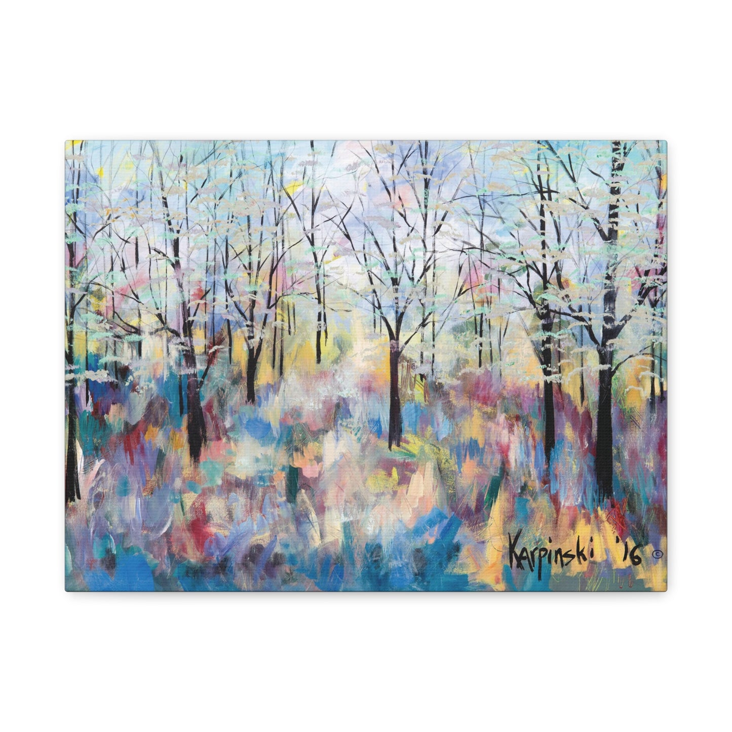 Landscape Nature Canvas Abstract Artwork Colorful Tree Art - Blue Ridge Parkway by Leslie Karpinski