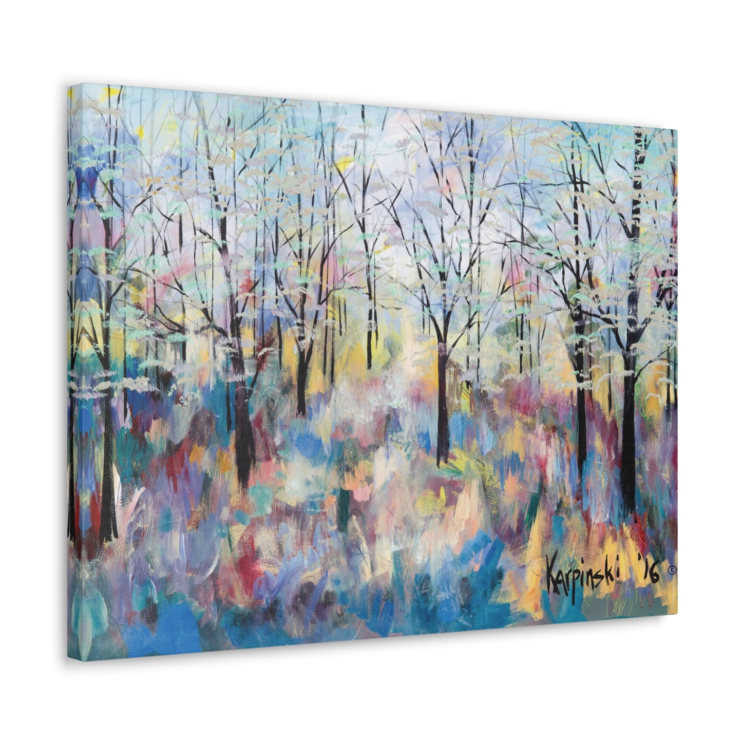 Landscape Nature Canvas Abstract Artwork Colorful Tree Art - Blue Ridge Parkway by Leslie Karpinski