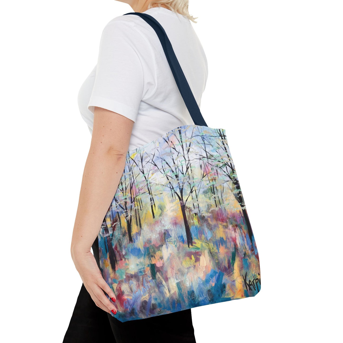 Forest Landscape Art Tote Bag Canvas Shopping Bag - Blue Ridge Parkway by Leslie Karpinski