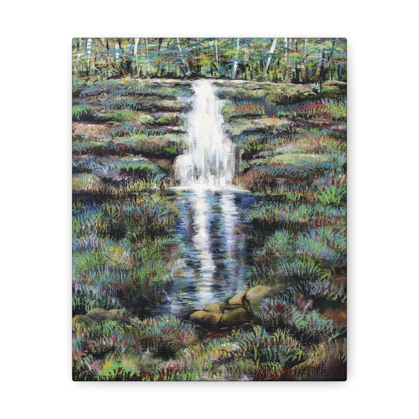 Waterfall Nature Canvas Art Print - Leslie Karpinski