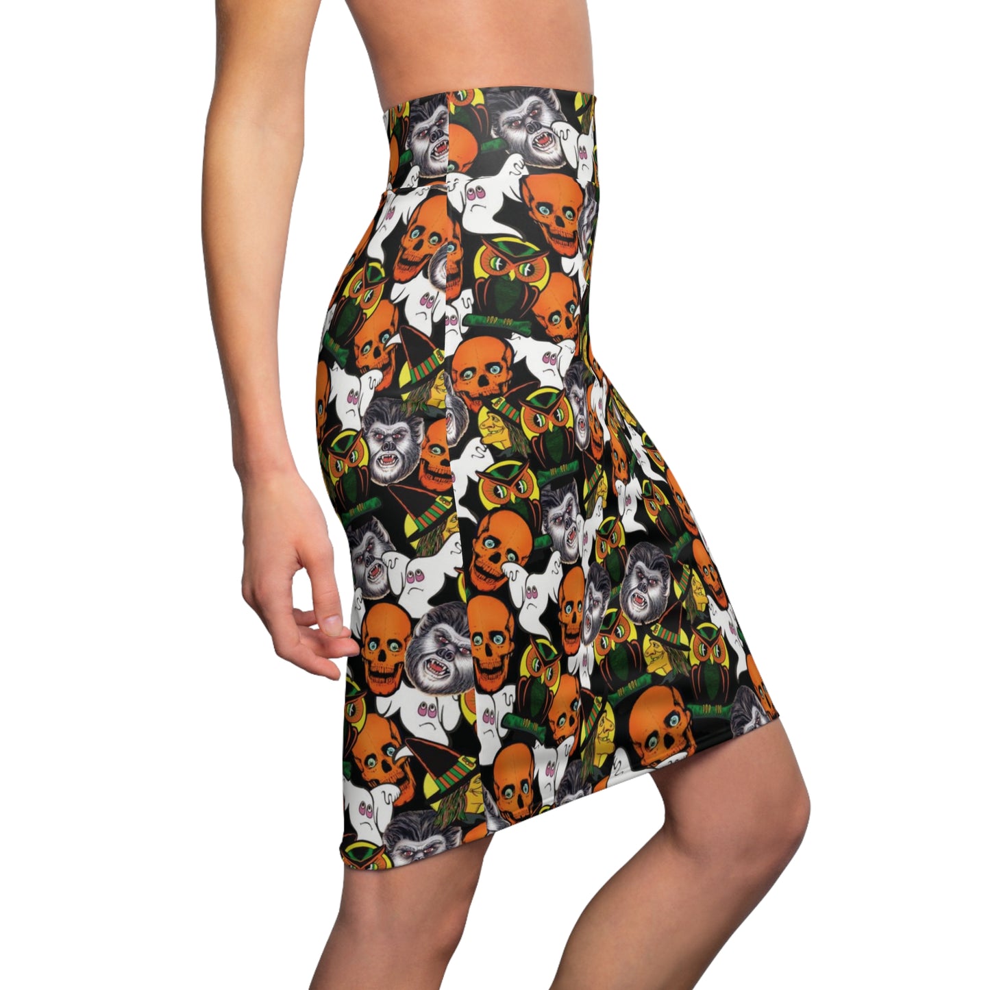 Vintag Halloween Mid Century Womens Tight Short Pencil Skirt - Saiko Studio