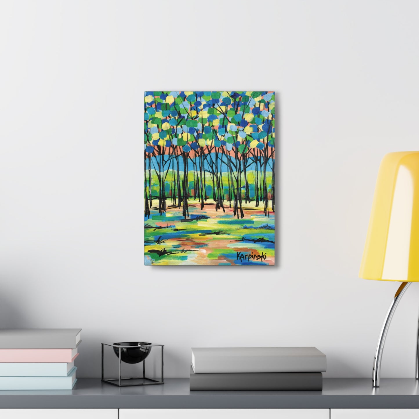 Colorful Nature Art Landscape Trees Canvas Wall Artwork - Island By Leslie Karpinski