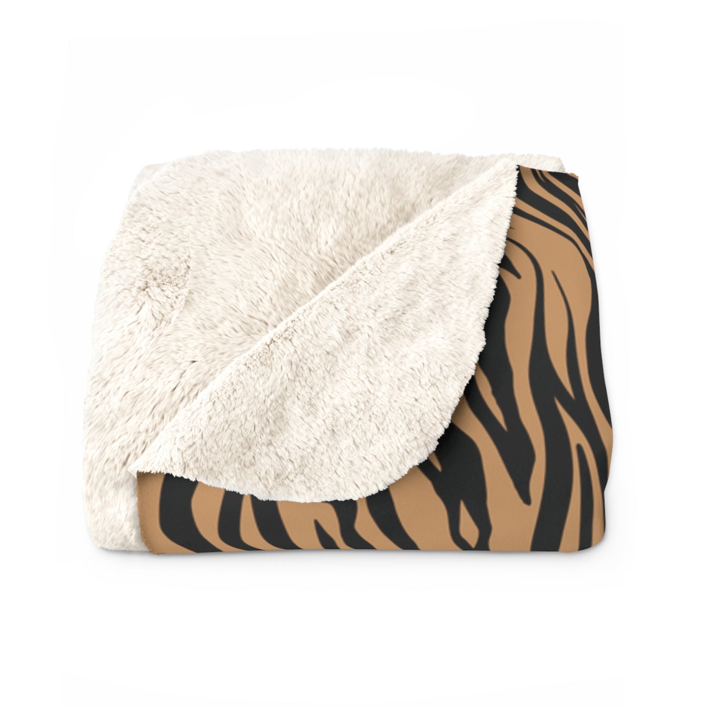 Beige Black Zebra Animal Print Sherpa Fleece Sofa Blanket - Saiko Studio
