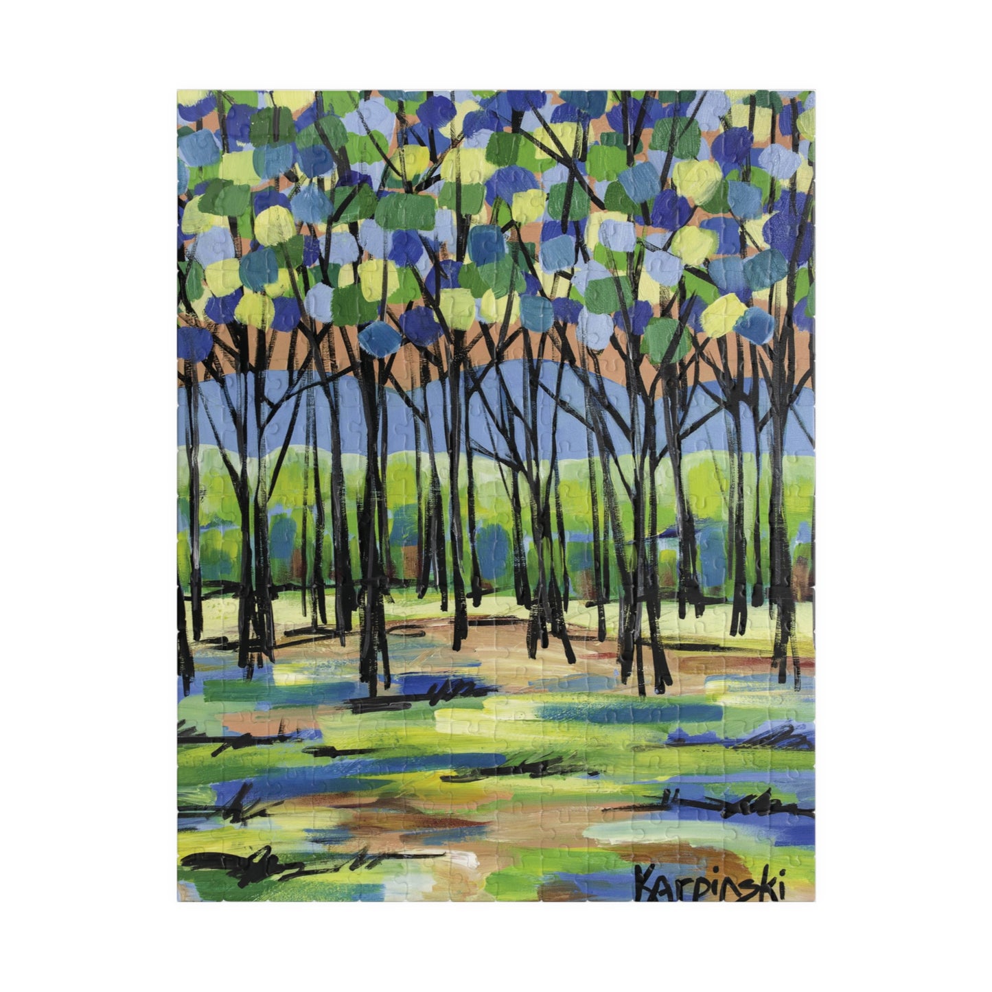 Island Tree Landscape Nature Art Adult Wood Jigsaw Puzzle - By Leslie Karpinski