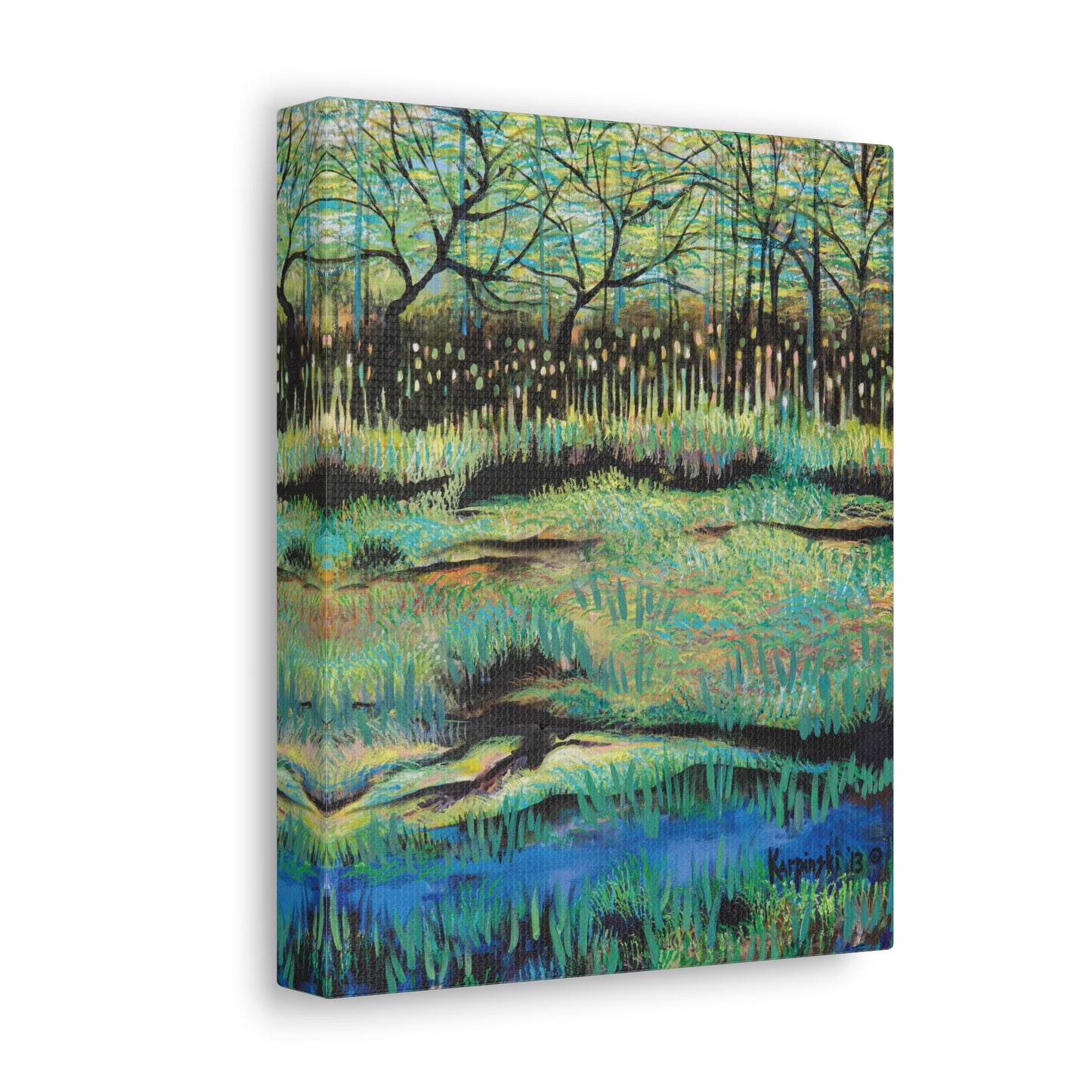 Lake Nature Landscape Art Wall Decor Canvas Artwork Painting - Cattails at Lake Katherine by Leslie Karpinski