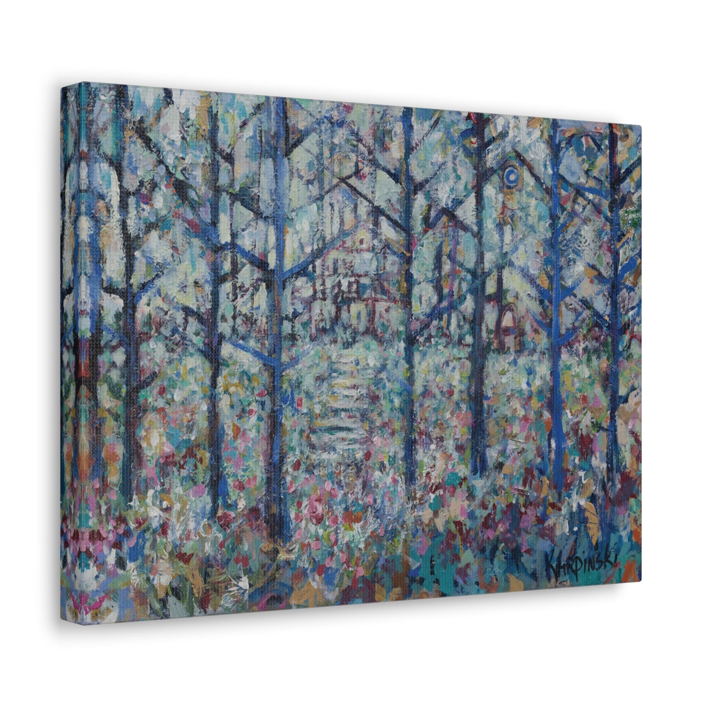 Colorful Landscape Abstract Canvas Fine Art Print Wall Artwork - Stairs to Home by Leslie Karpinski