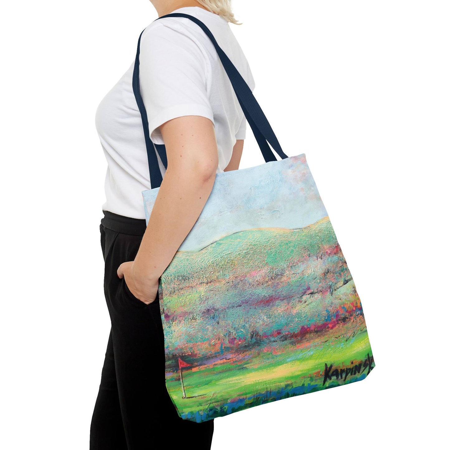 Golf Landscape Canvas Tote Bag - Making the Putt 1 - Leslie Karpinski