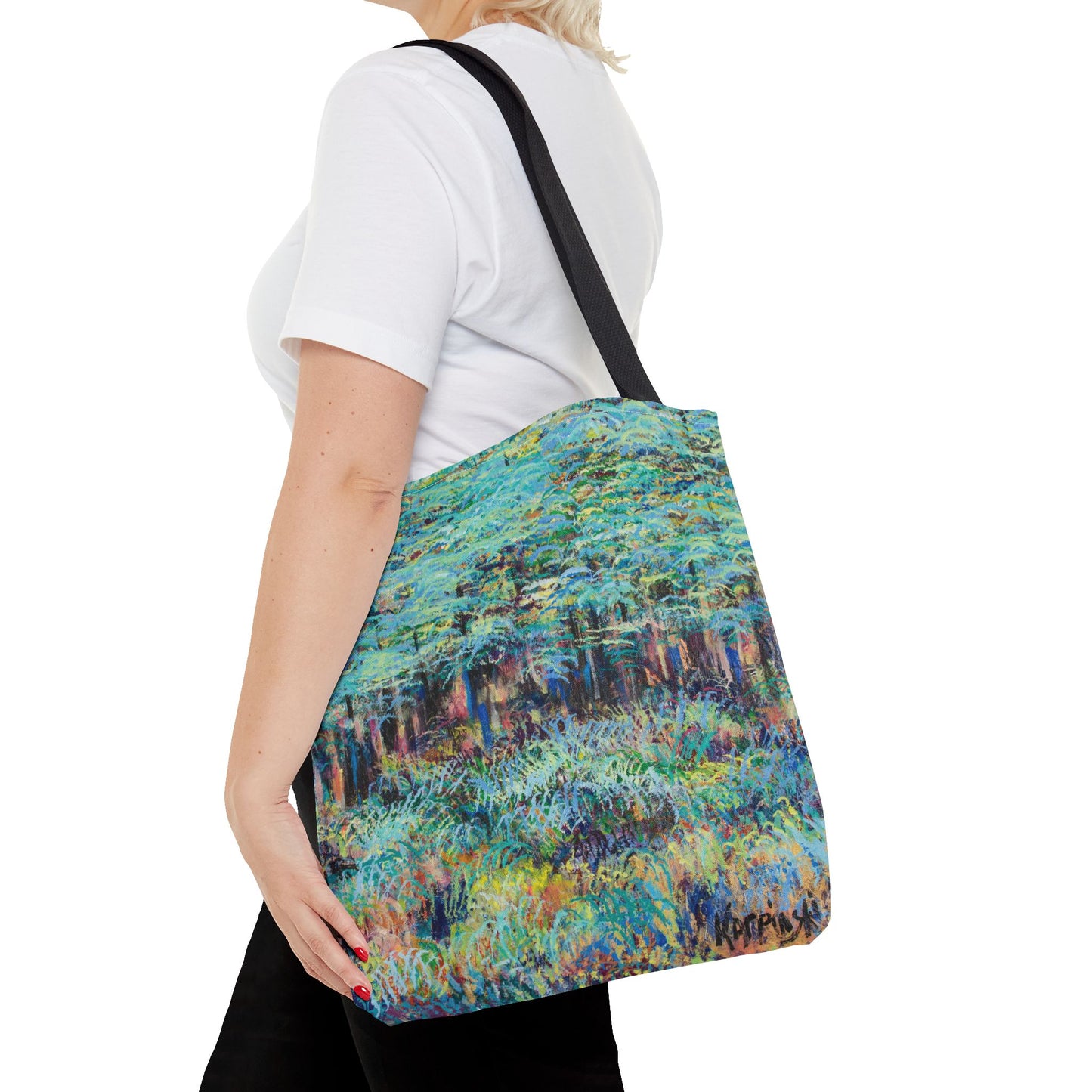 Tree Landscape Art Tote Bag Canvas Shopping Bag - Sunrise on the Blue Ridge by Leslie Karpinski