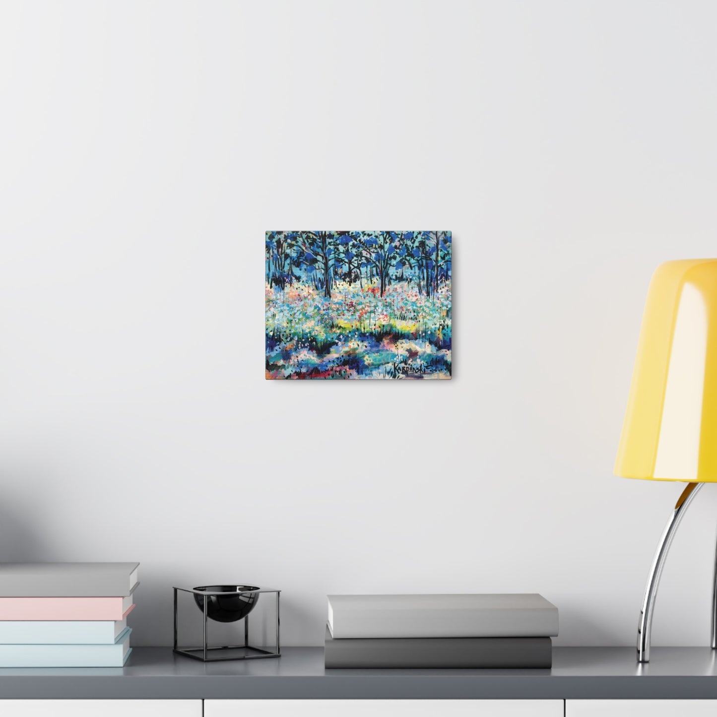 Landscape Canvas Print Nature Abstract Art Colorful Tree Artwork - Dotted Landscape by Leslie Karpinski