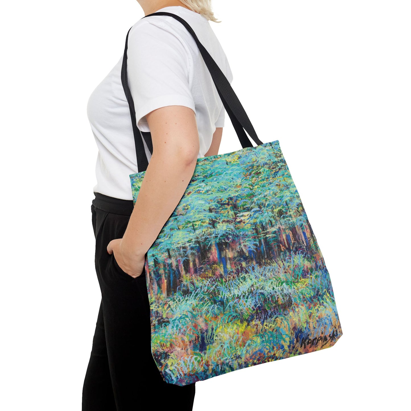 Tree Landscape Art Tote Bag Canvas Shopping Bag - Sunrise on the Blue Ridge by Leslie Karpinski