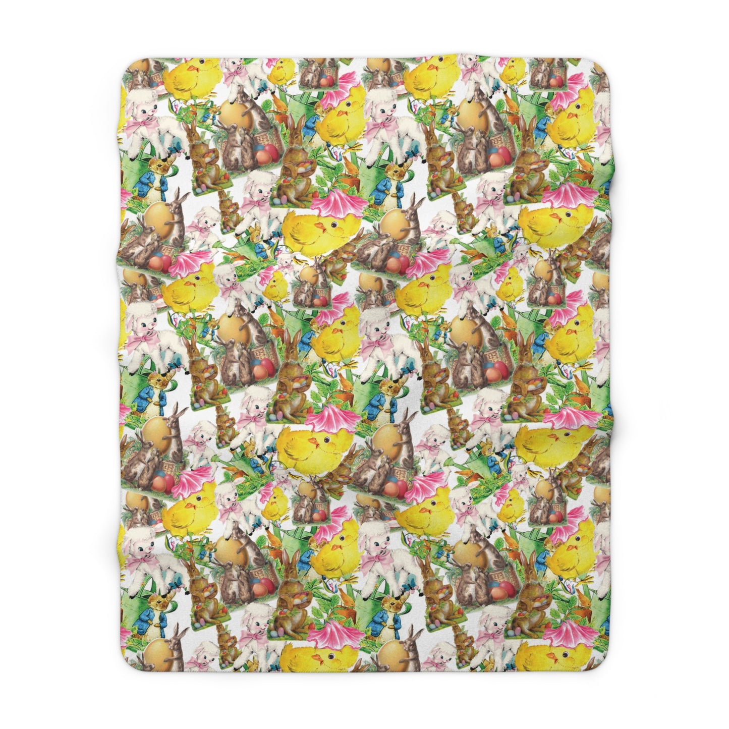 Vintage Easter Card Image Sherpa Fleece Sofa Bedroom Blanket - Saiko Studio