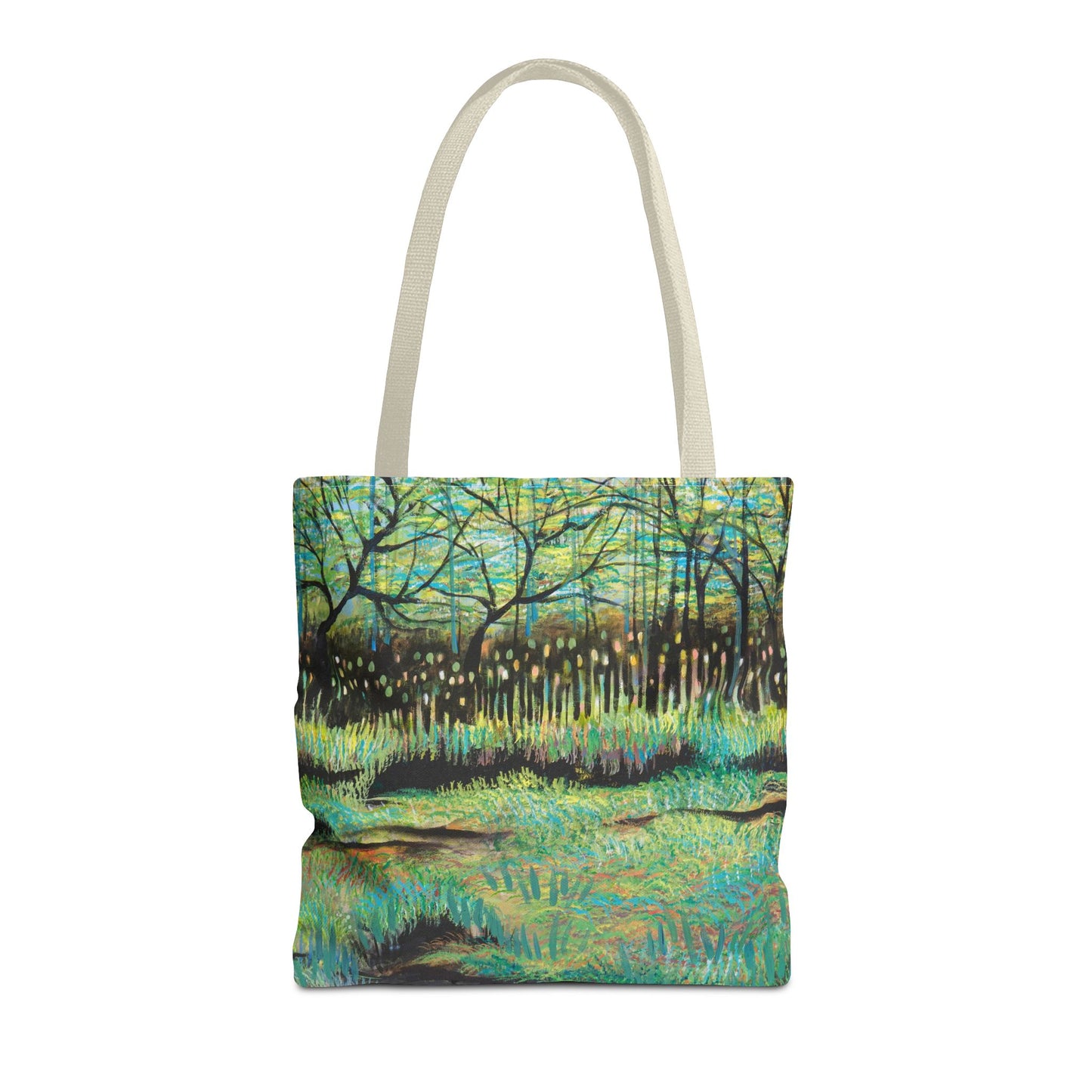 Marsh Landcape Art Tote Bag Canvas Shopping Bag - Cattails at Lake Katherine - Leslie Karpinski