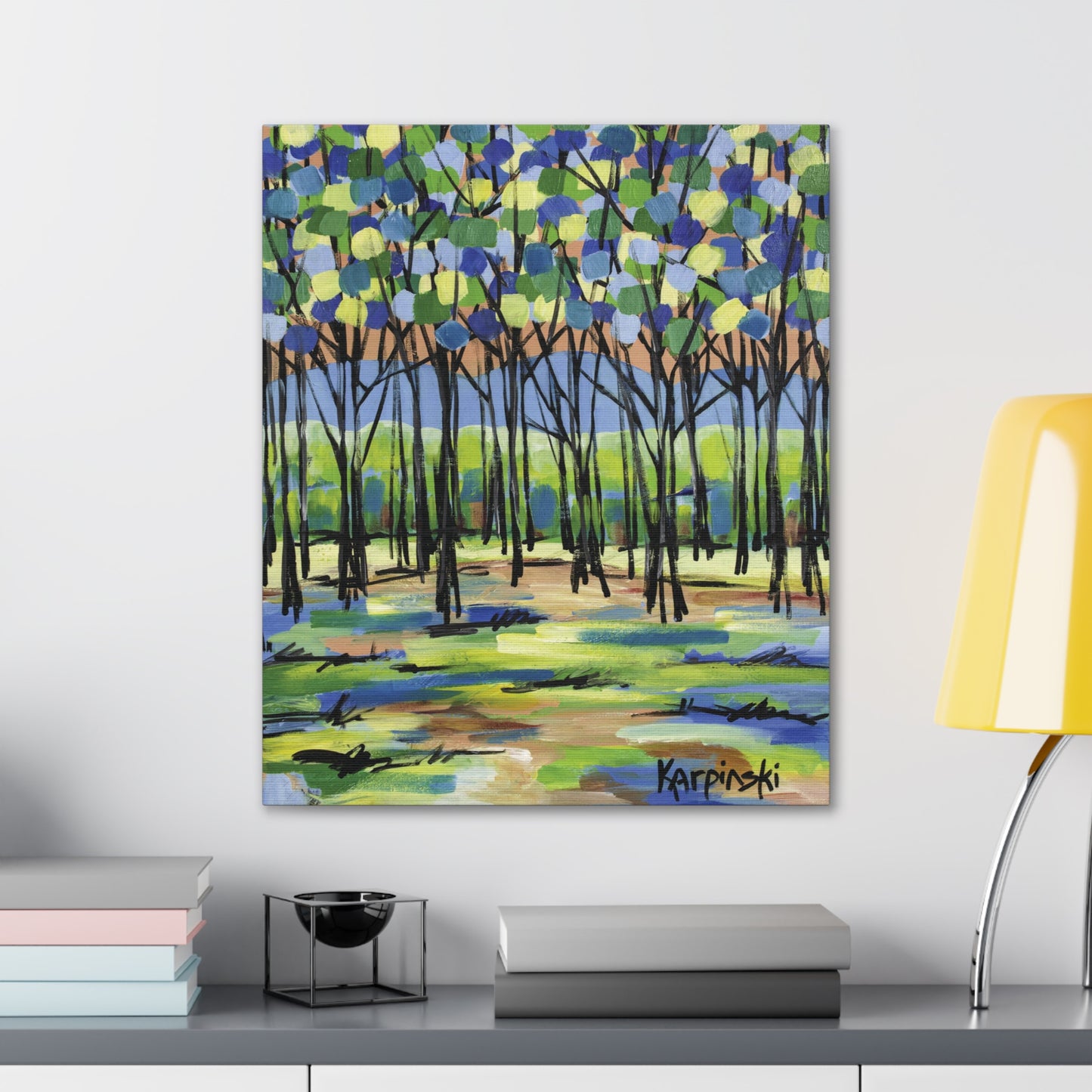 Colorful Nature Art Landscape Trees Canvas Wall Artwork - Island By Leslie Karpinski