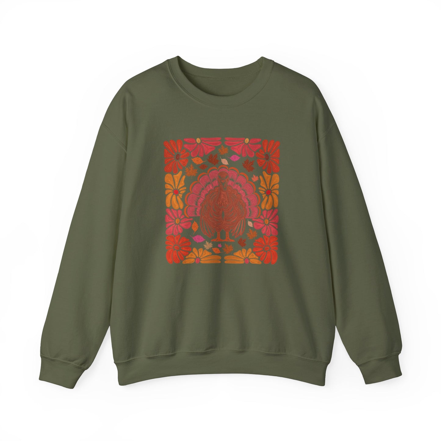 Thanksgiving Turkey Boho Flower Womens Unisex Sweatshirt