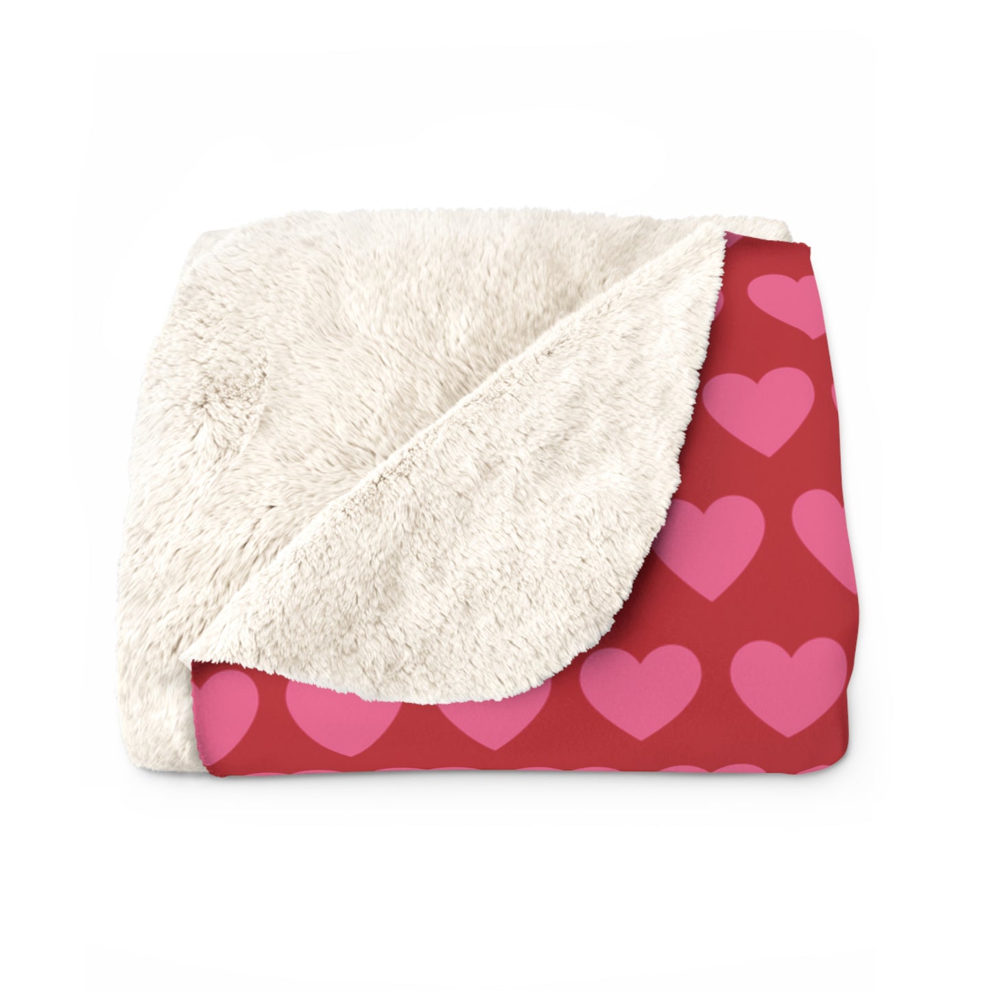 Pink Red Heart Valentines Sherpa Fleece Sofa Blanket - Saiko Studio