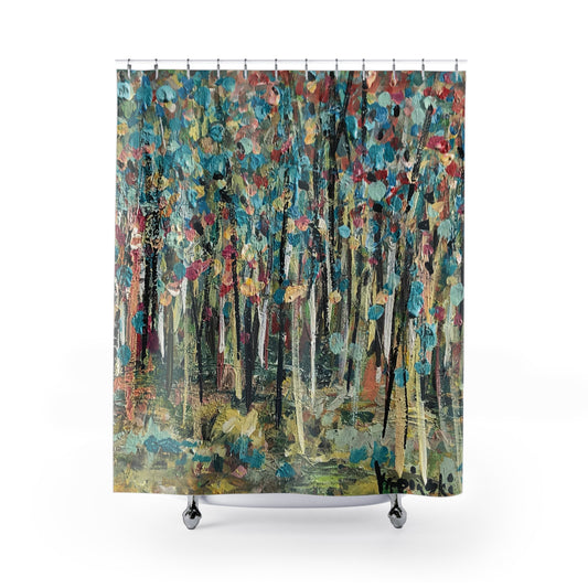 Colorful Landscape Art Work Nature Shower Curtain - Colorful Landscape by Leslie Karpinski