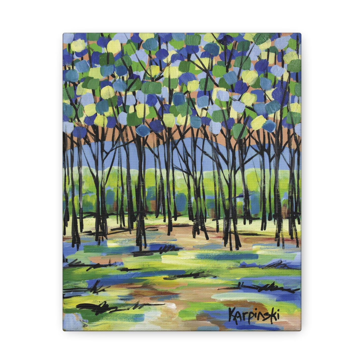 Colorful Nature Art Landscape Trees Canvas Wall Artwork - Island By Leslie Karpinski