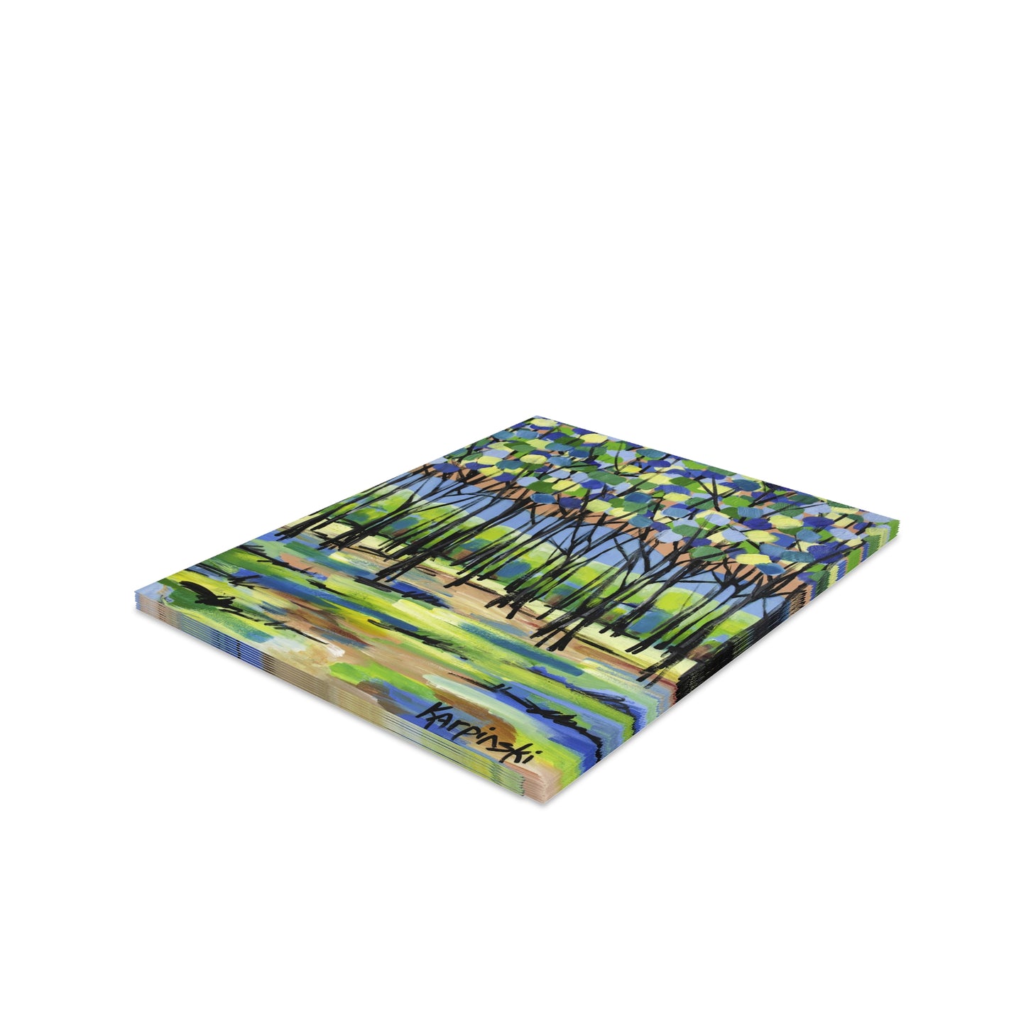 Tree Colorful Landscape Print Artist Nature Greeting Card Multi Pack - Island by Leslie Karpinski