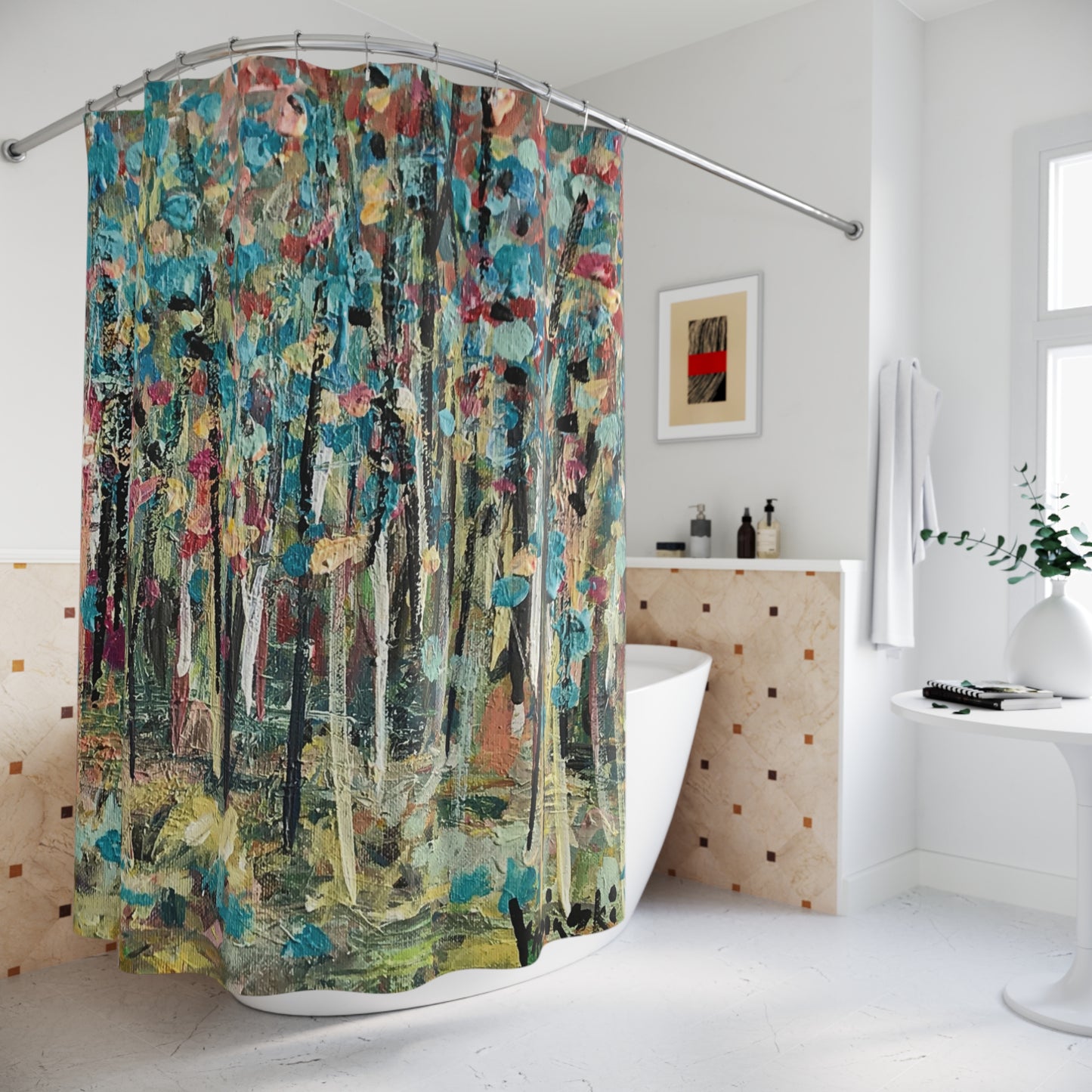 Colorful Landscape Art Work Nature Shower Curtain - Colorful Landscape by Leslie Karpinski