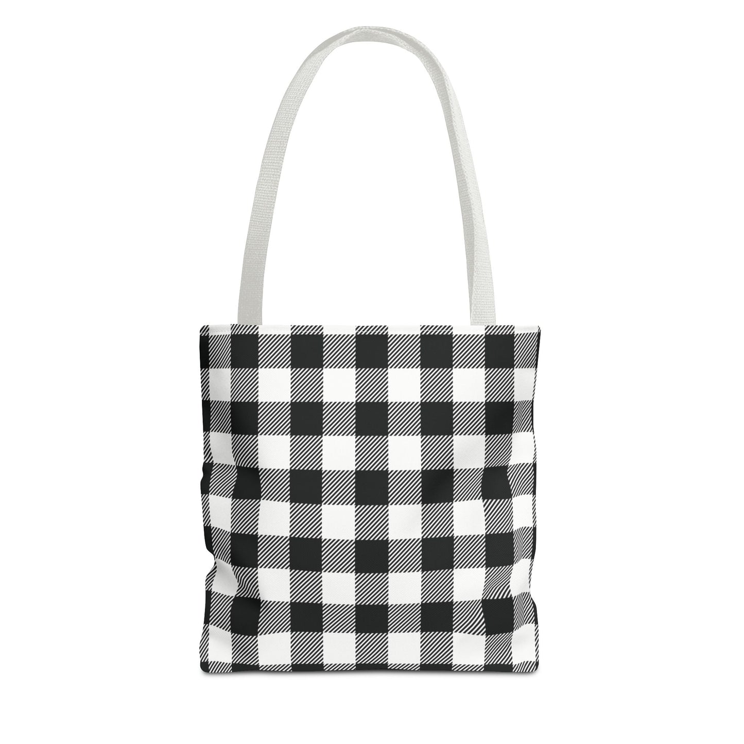 Black White Buffalo Plaid Canvas Tote Bag Personalized Reusable Shopping Bag - Saiko Studio