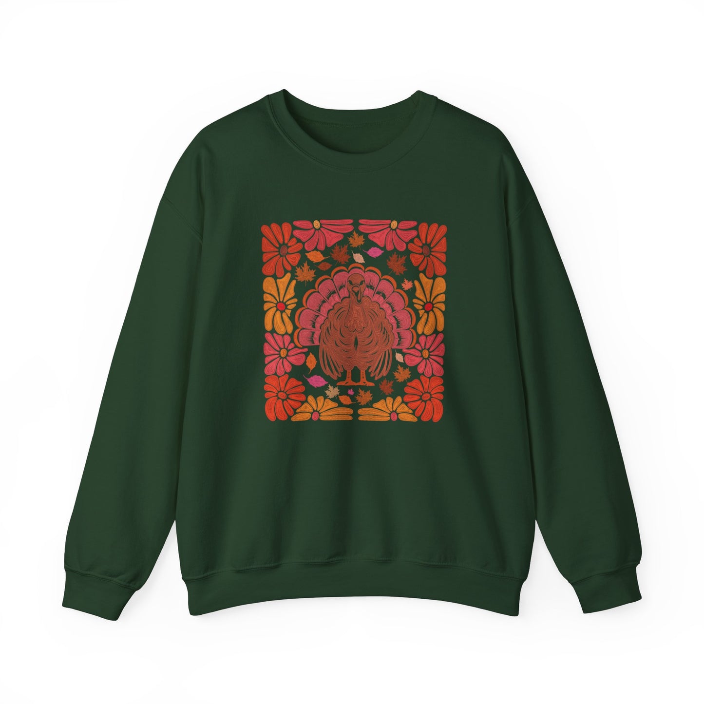 Thanksgiving Turkey Boho Flower Womens Unisex Sweatshirt