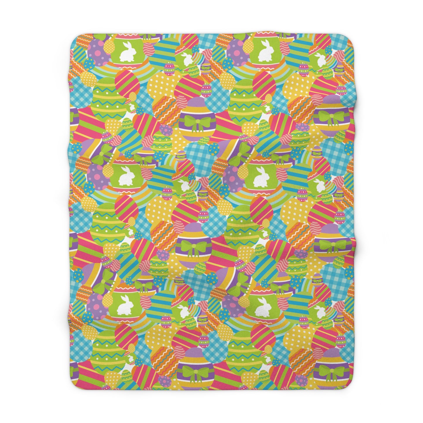 Colorful Easter Egg Spring Sherpa Fleece Sofa Blanket - Saiko Studio
