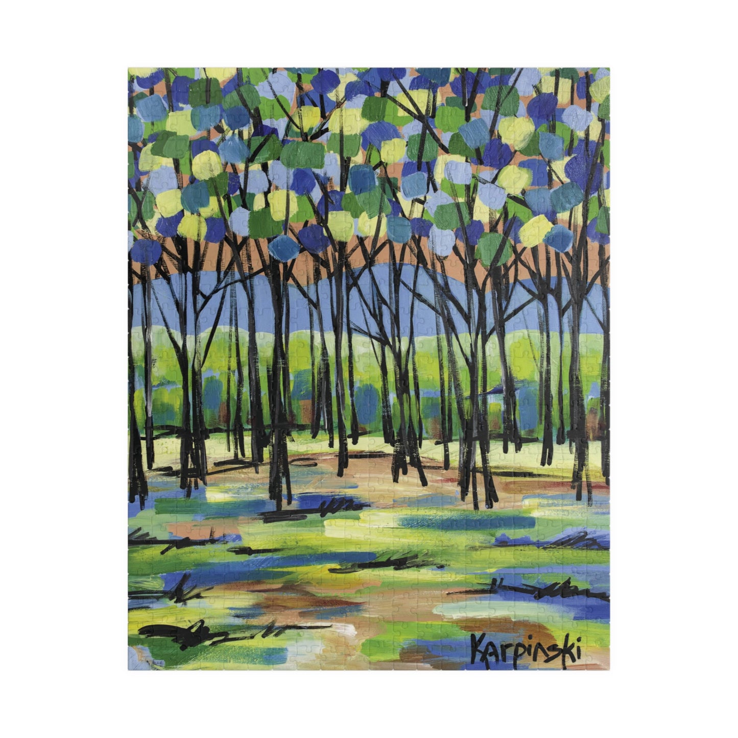 Island Tree Landscape Nature Art Adult Wood Jigsaw Puzzle - By Leslie Karpinski