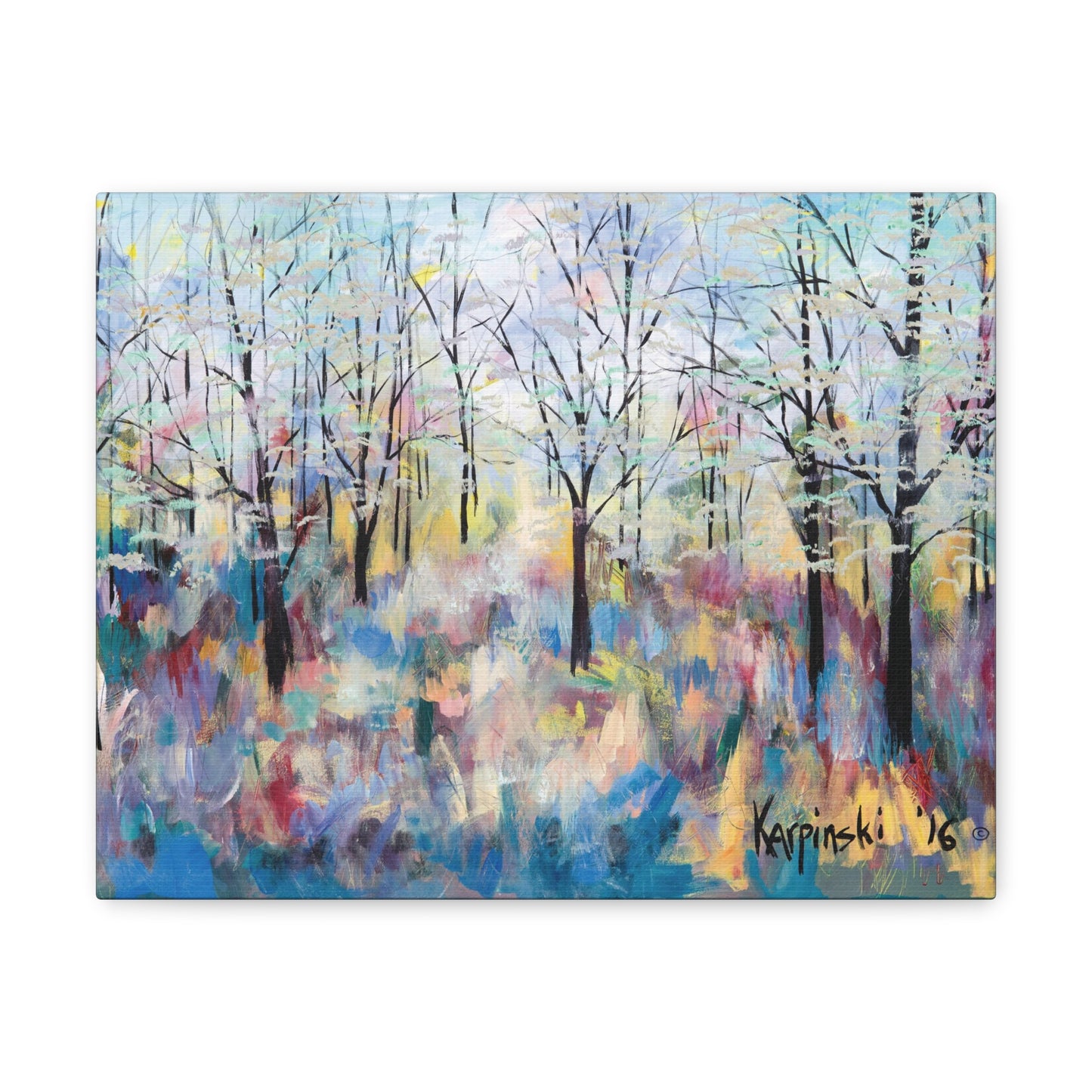 Landscape Nature Canvas Abstract Artwork Colorful Tree Art - Blue Ridge Parkway by Leslie Karpinski