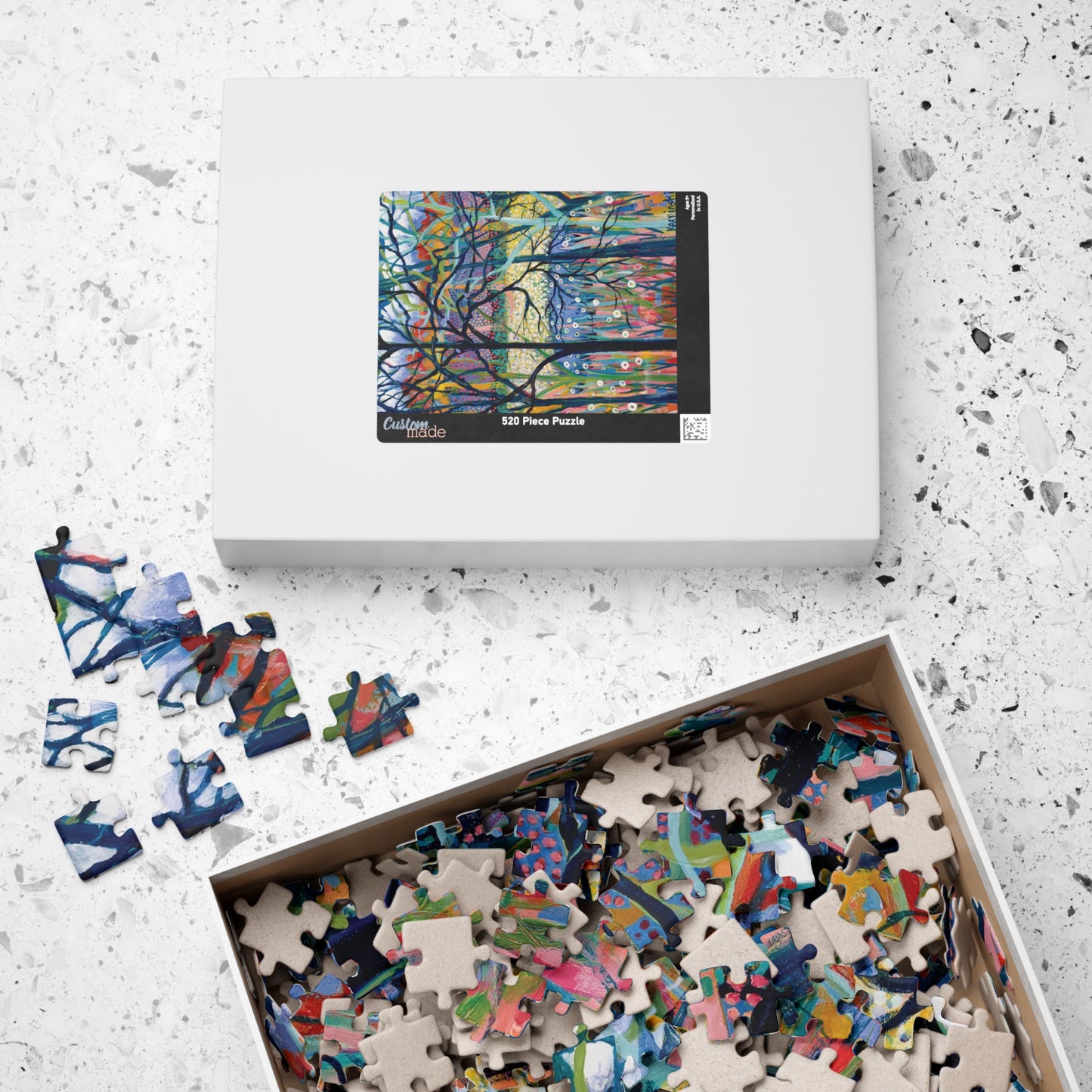 Tree Landscape Nature Art Adult Wood Jigsaw Puzzle - Stillness by Leslie Karpinski