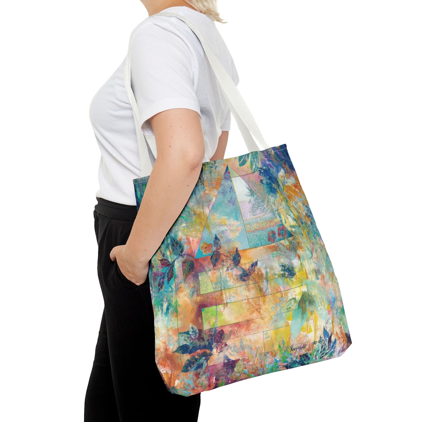 Serene Abstract Art Tote Bag Canvas Shopping Bag - Peace in Nature- Leslie Karpinski