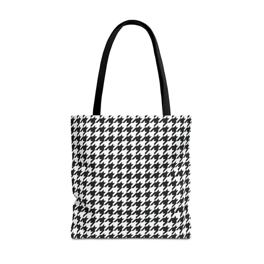 Houndstooth Canvas Tote Bag Reusable Shopping Bag - Saiko Studio