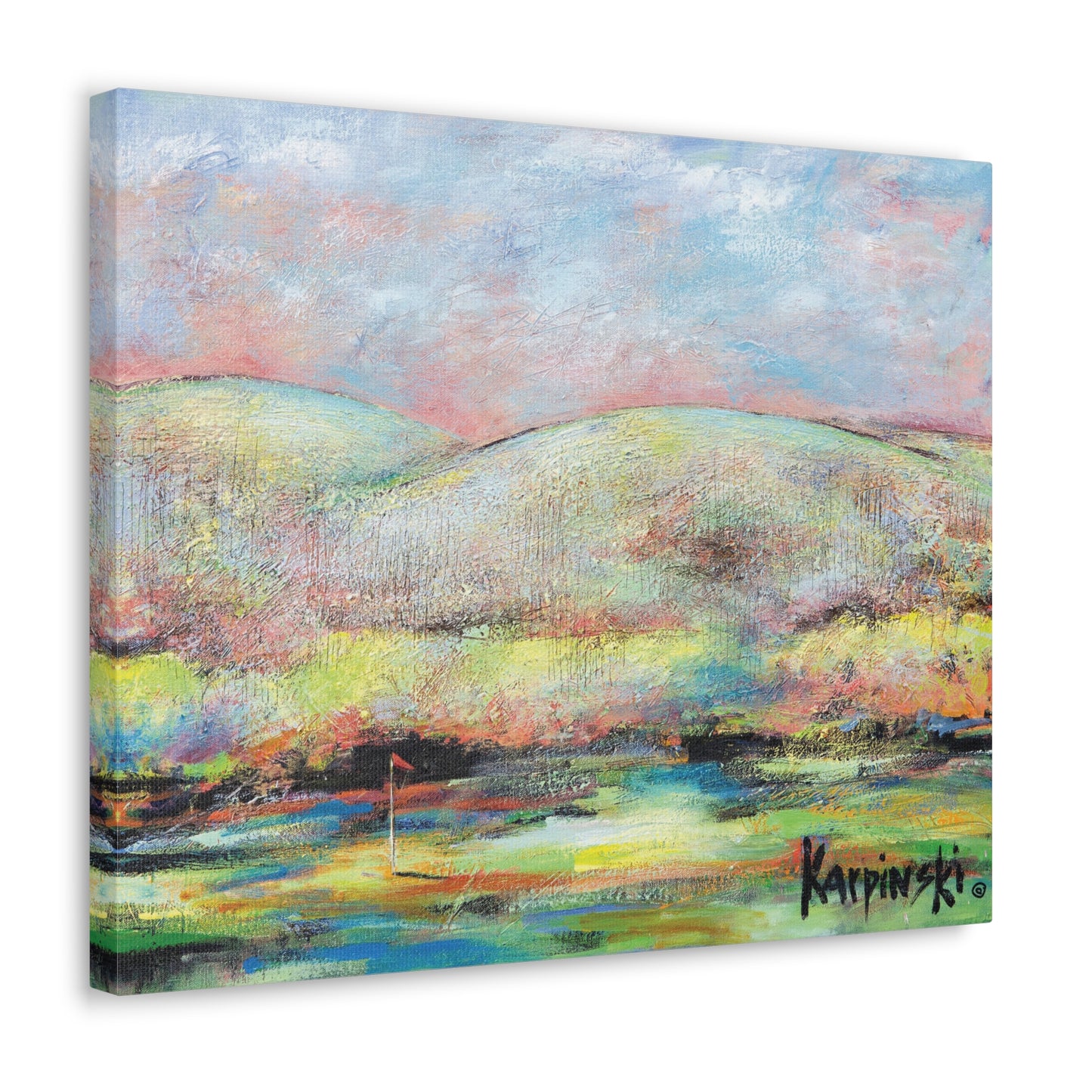 Golf Landscape Canvas Wall Art Print Nature Artwork - Making the Putt 2 by Leslie Karpinski