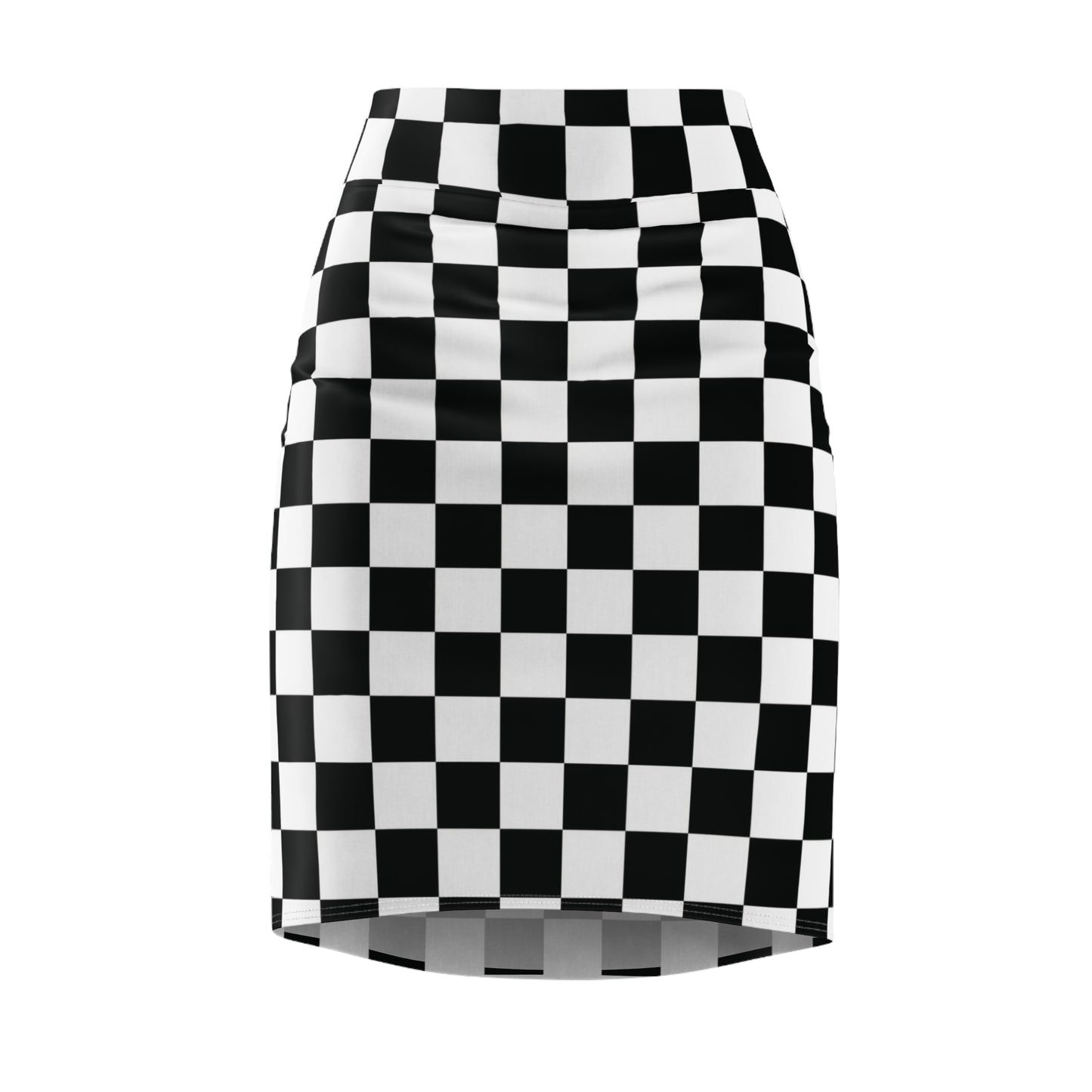 Black White Checkerboard Womens Pencil Skirt - Saiko Studio