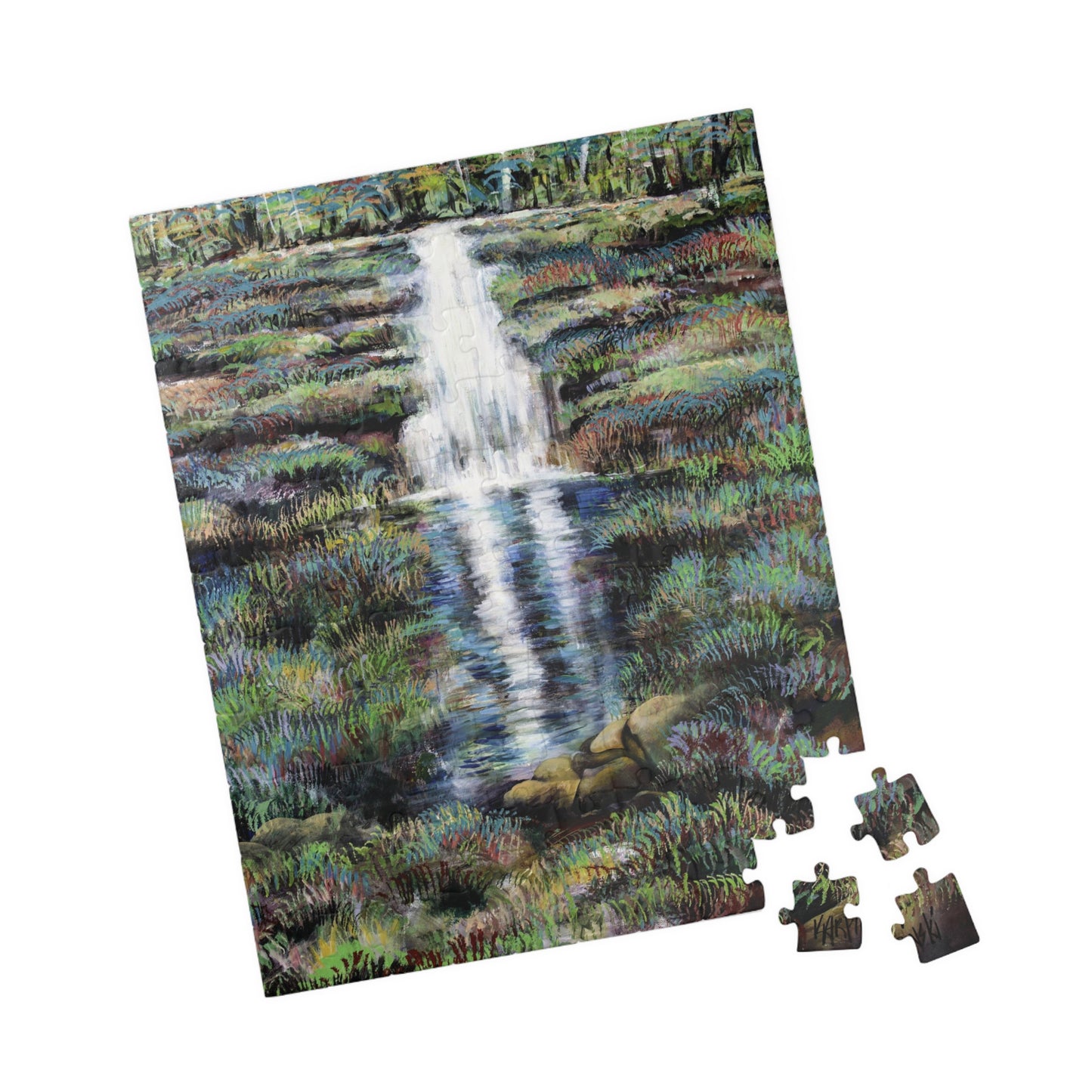 Waterfall Jigsaw Art Nature Scene Adult Puzzles Wood - Leslie Karpinski